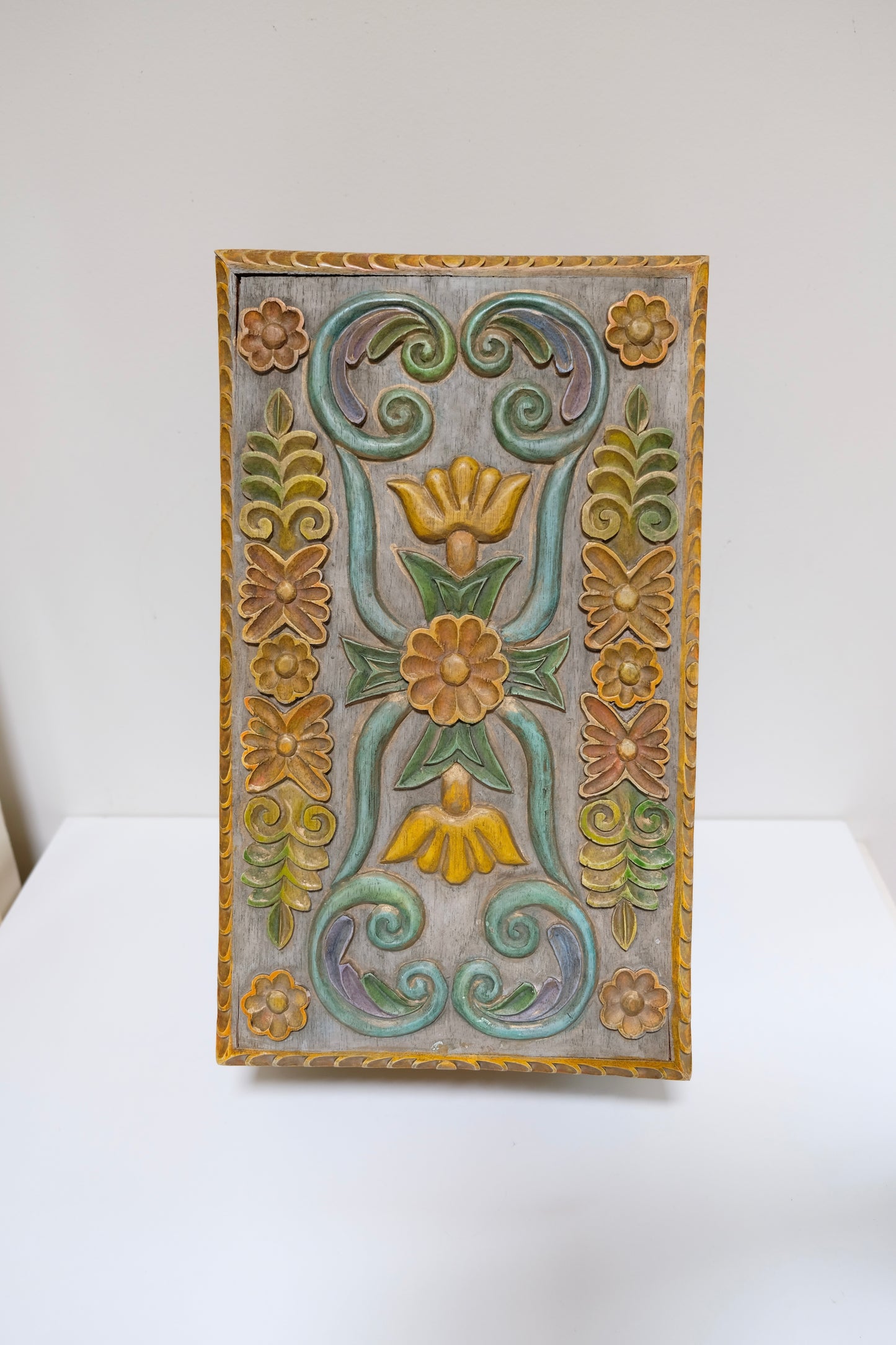 Hand-carved Floral Wooden Box