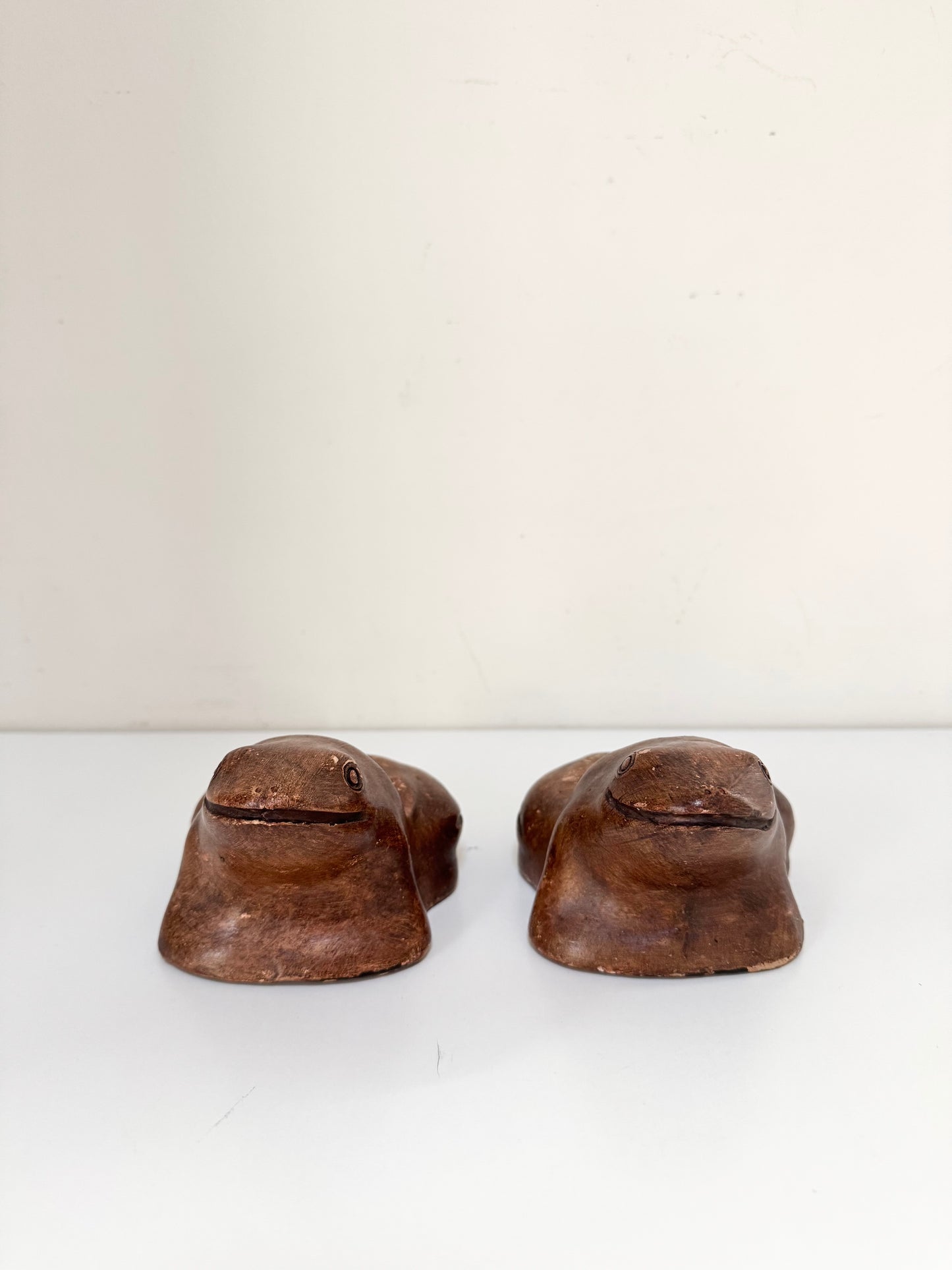 Pair of Vintage Wooden Frog Bookends