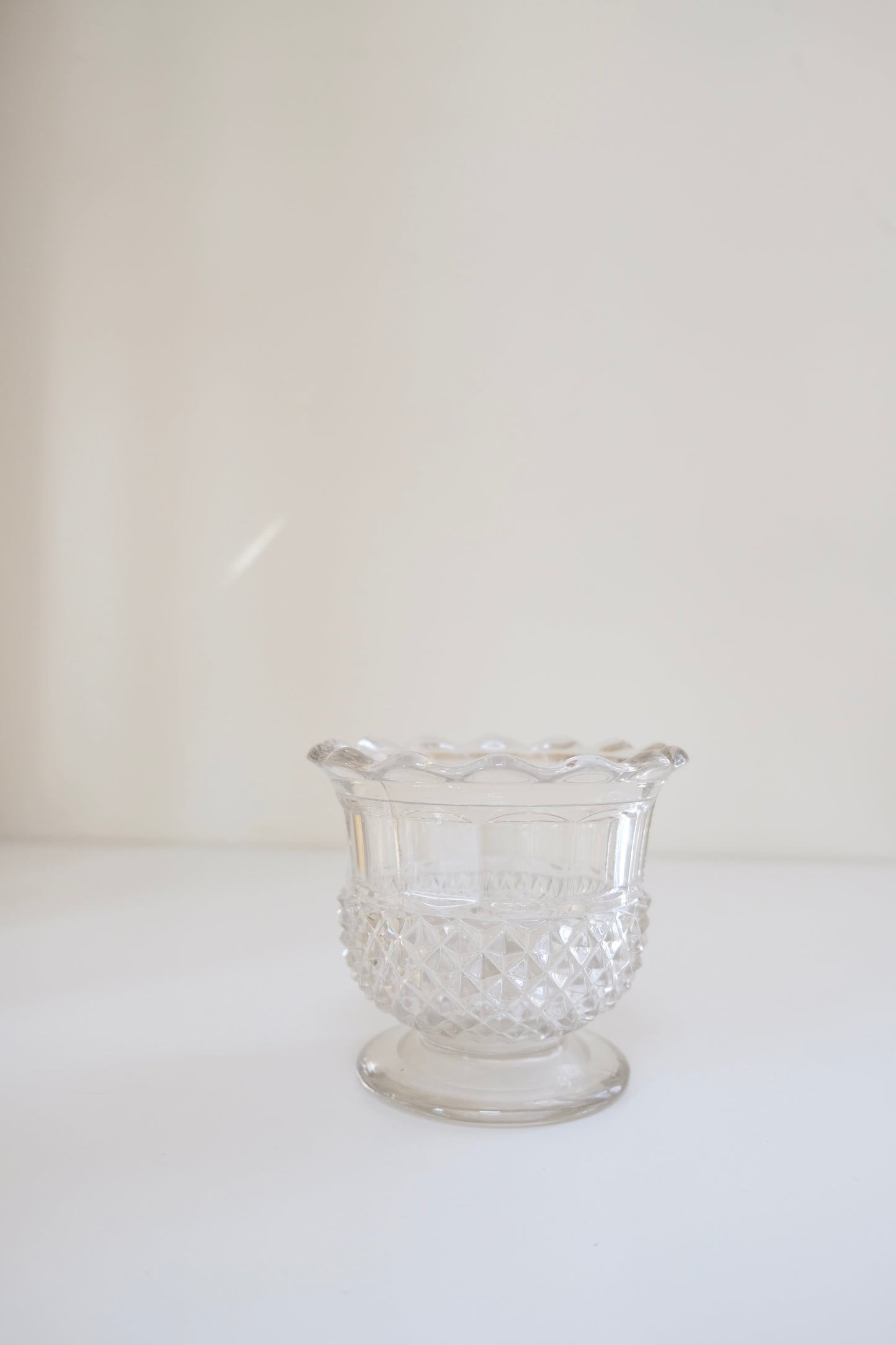 Vintage Footed Pedestal Vase with Scalloped Edge