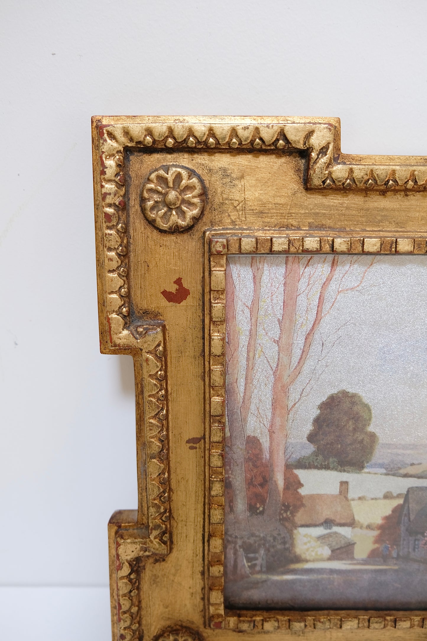 Gilded Vintage Frame with Foiled Countryside Print