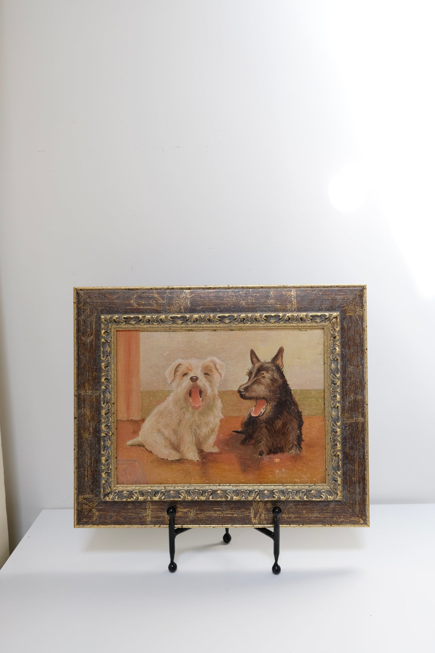 Antique Painting of Two Adorable Pups