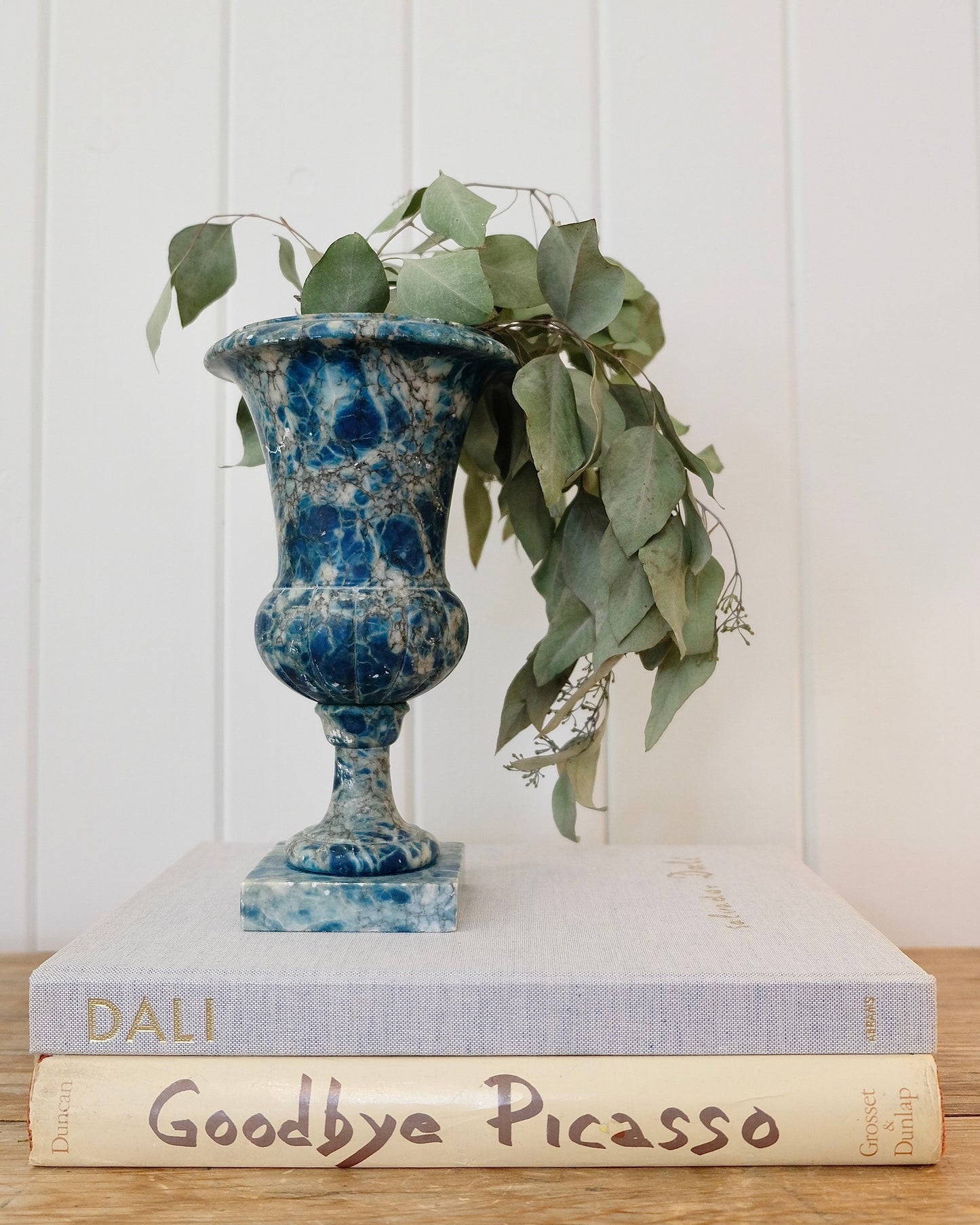 Stunning Rare Blue and White Alabaster Urn