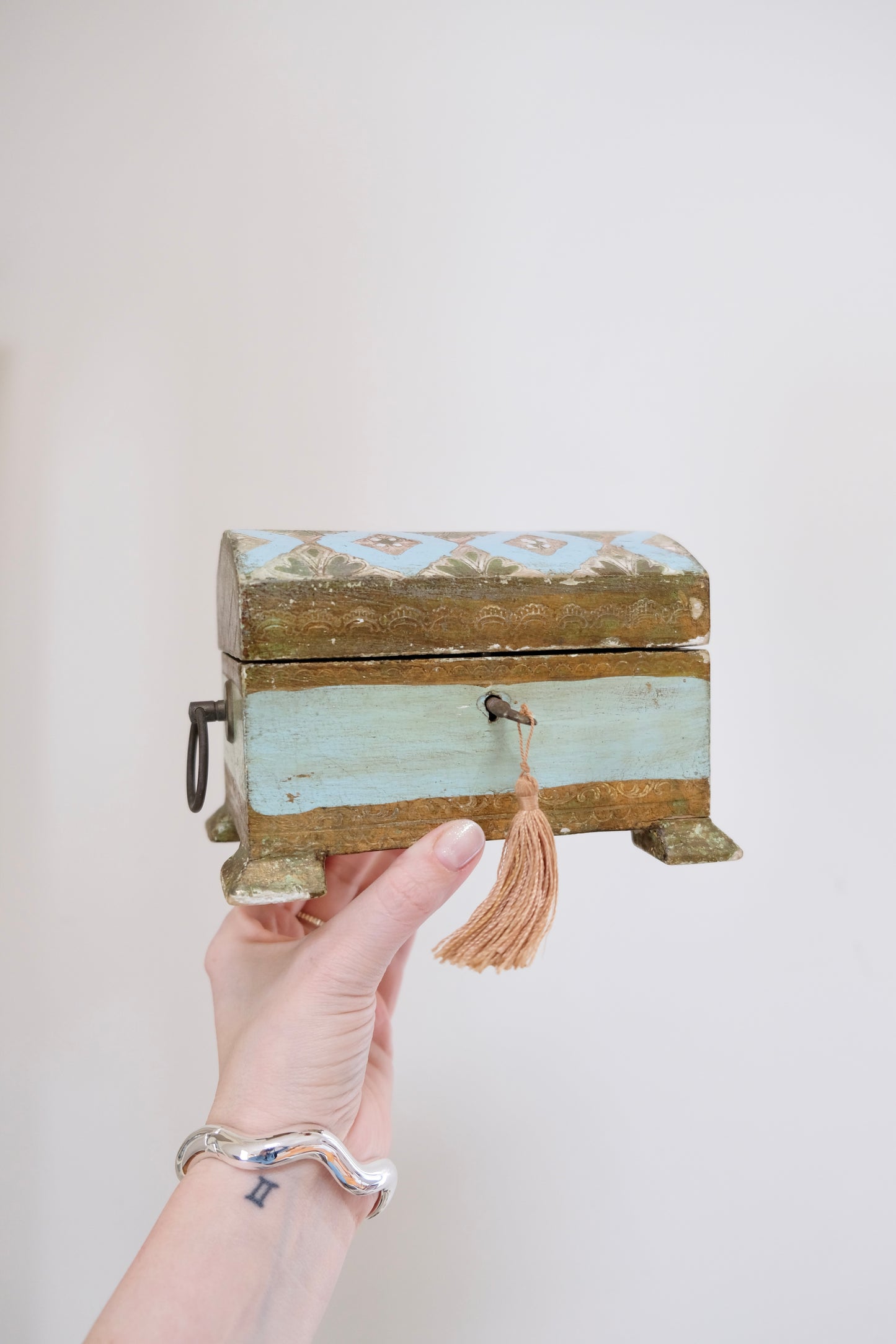 Hand-Painted Vintage Florentine Footed Box