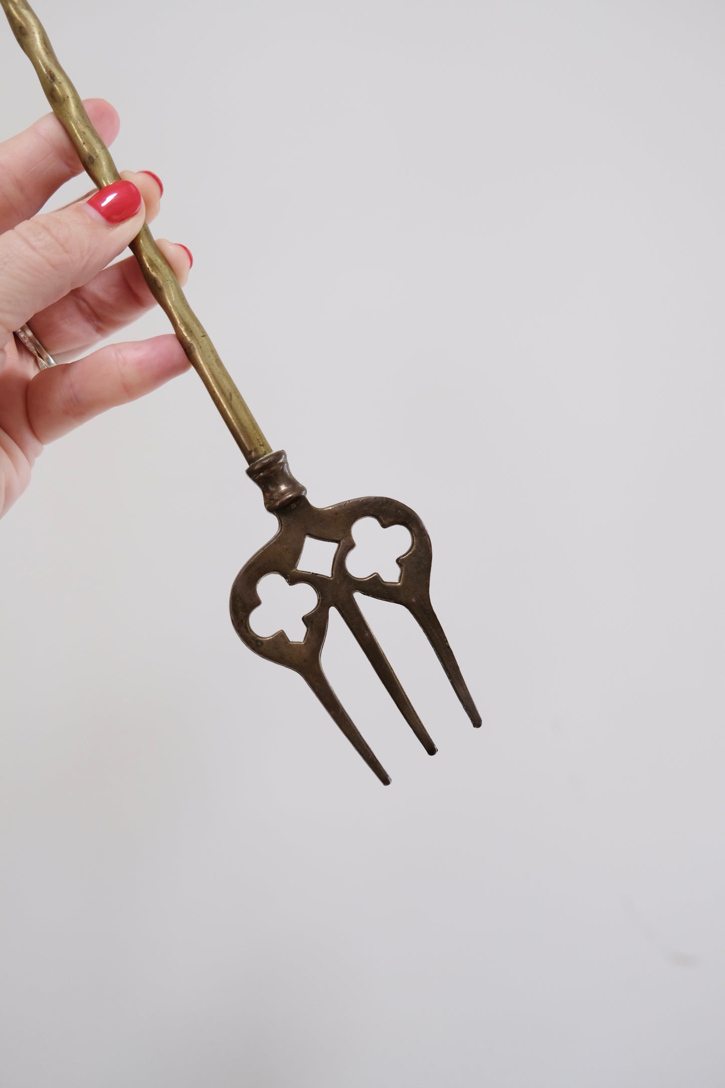 Antique Brass Toasting Fork with Swan Handle