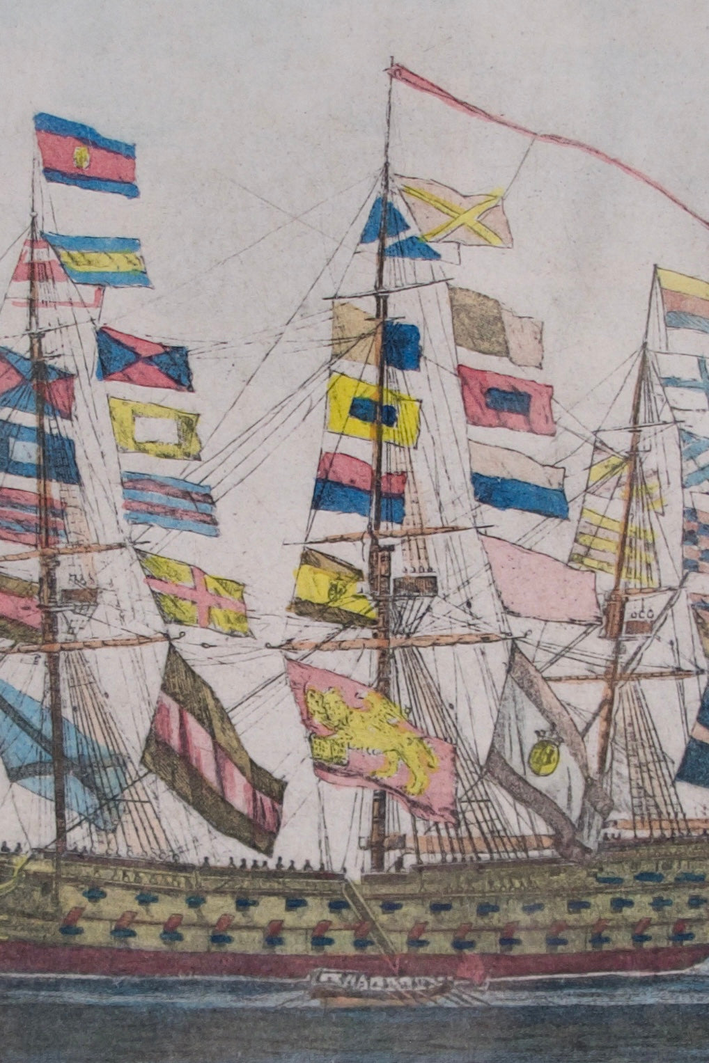 Antique Hand-Colored Nautical Etching