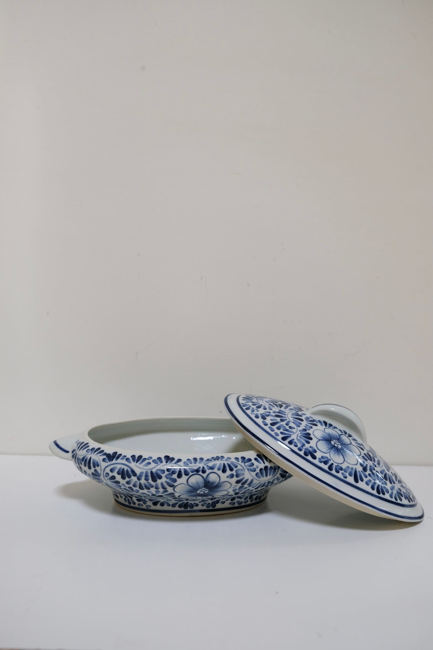 Blue & White Floral Tureen with Lid