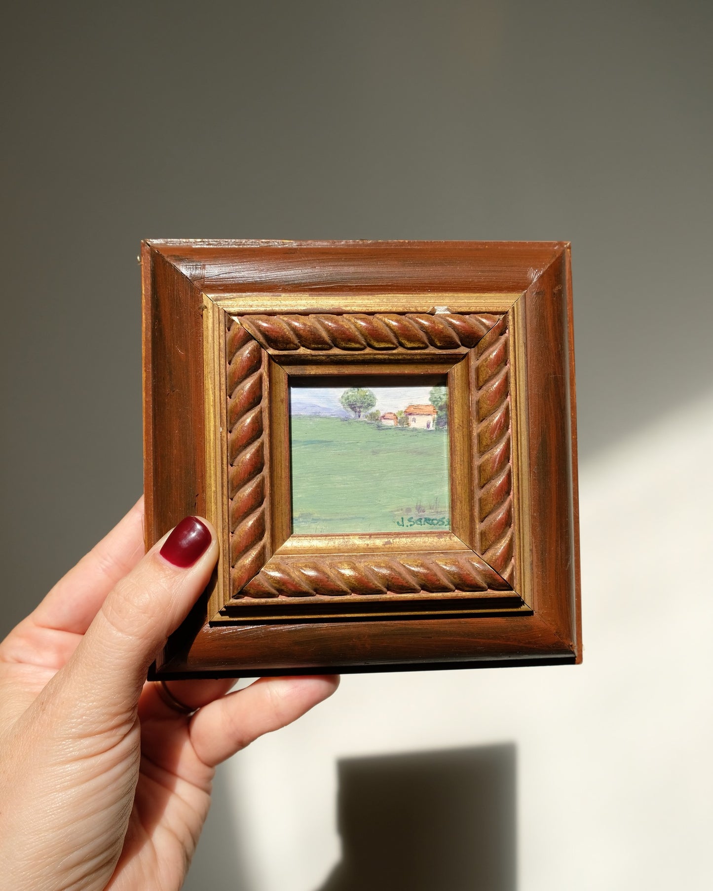 Mini Signed Original Vintage Painting of the Countryside
