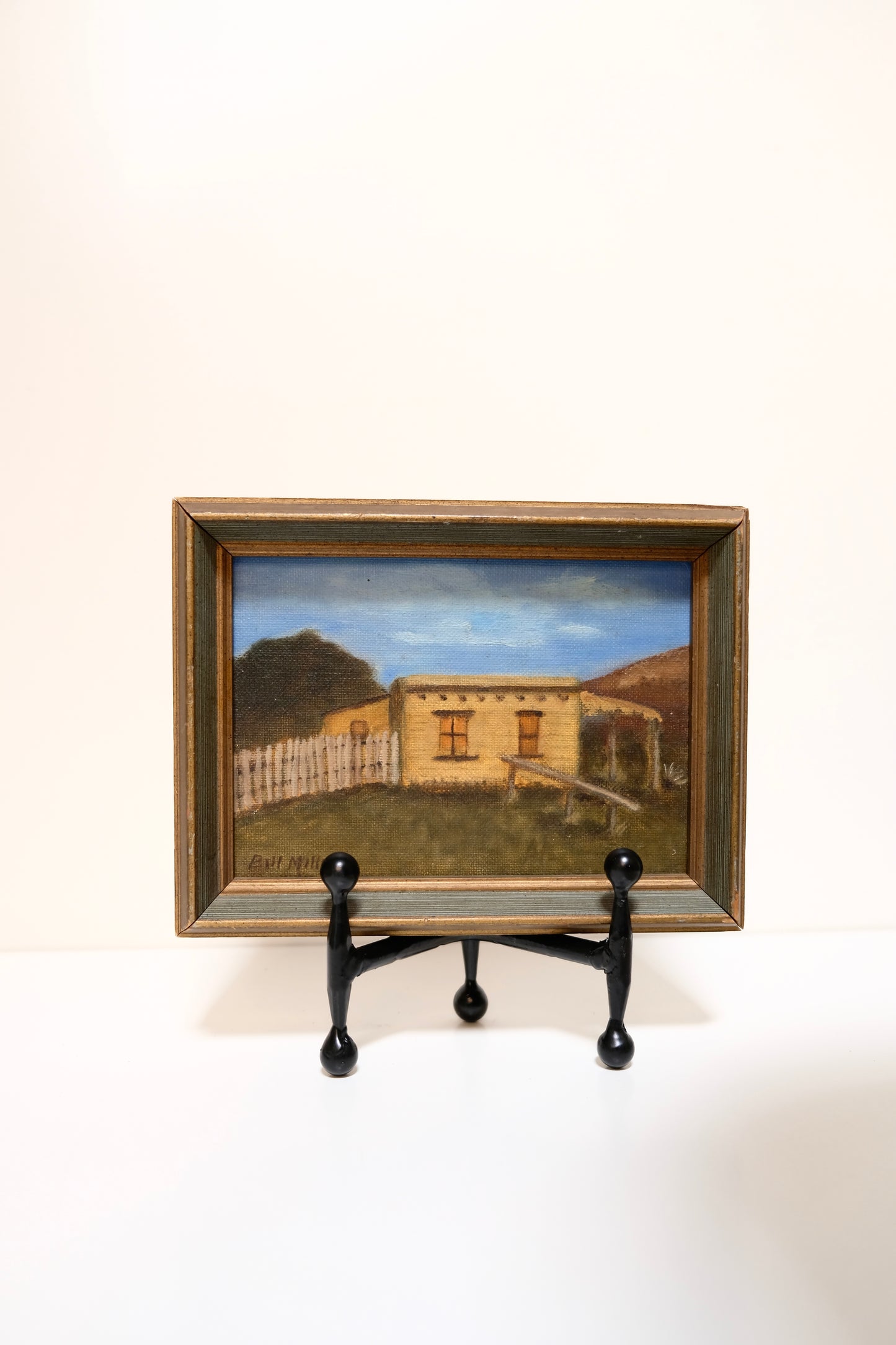 Mini Vintage Oil Painting of an Adobe Line Shack in El Paso, AZ