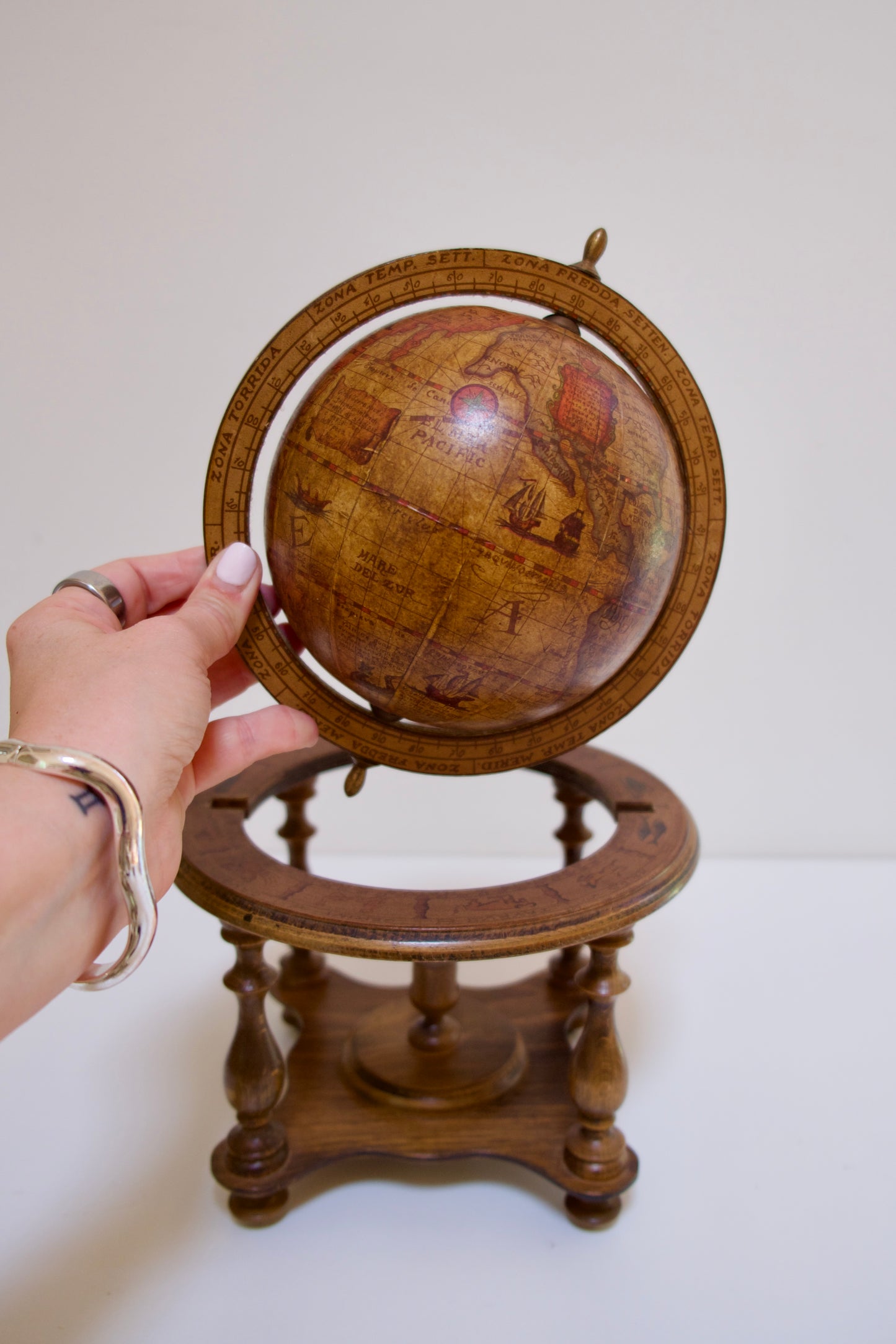 Vintage Globe on Wooden Stand