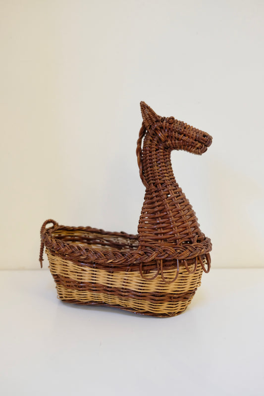 Vintage Wicker Horse Basket