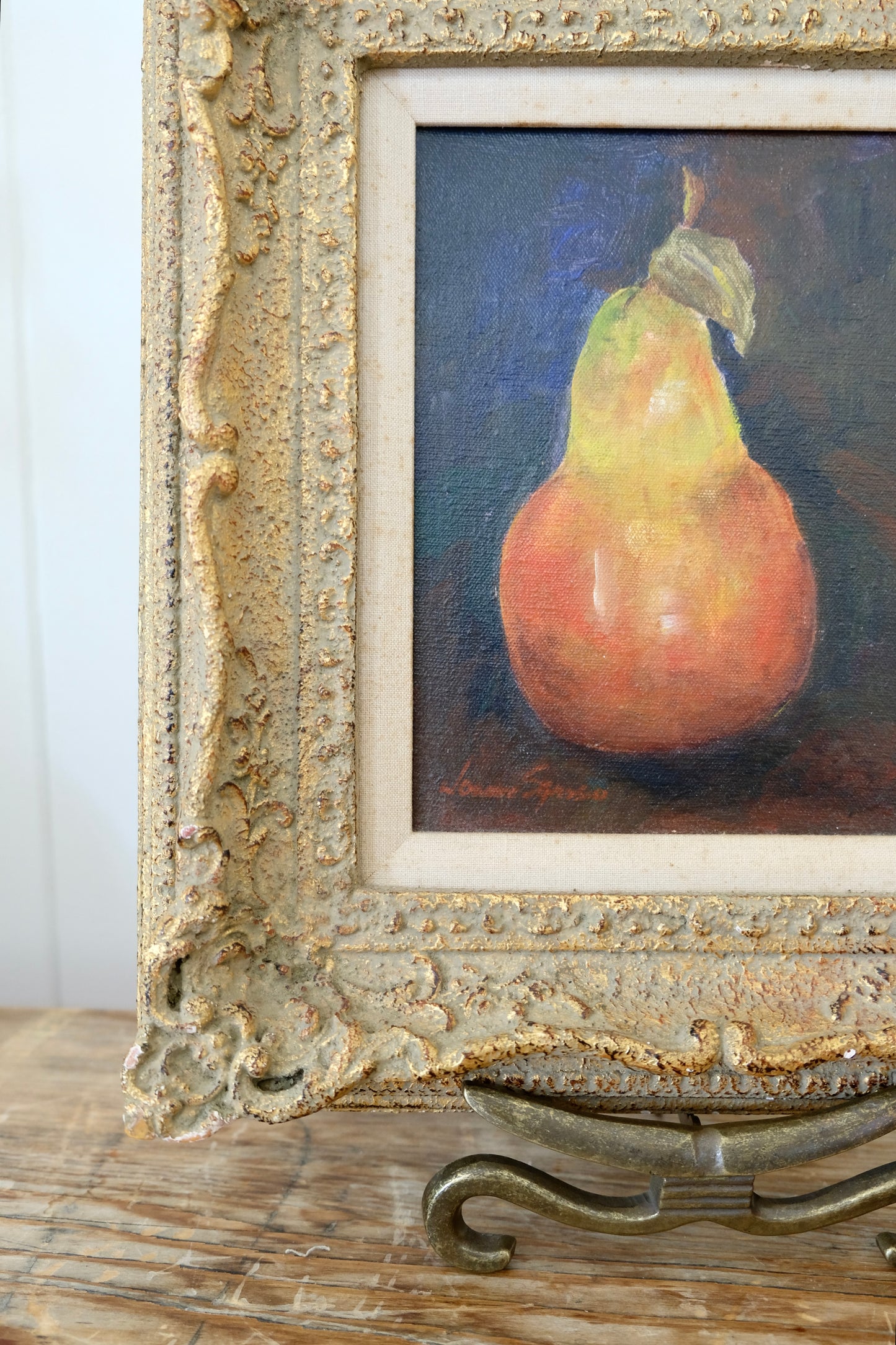 Vintage Original Oil Still Life of a Beautiful Pear