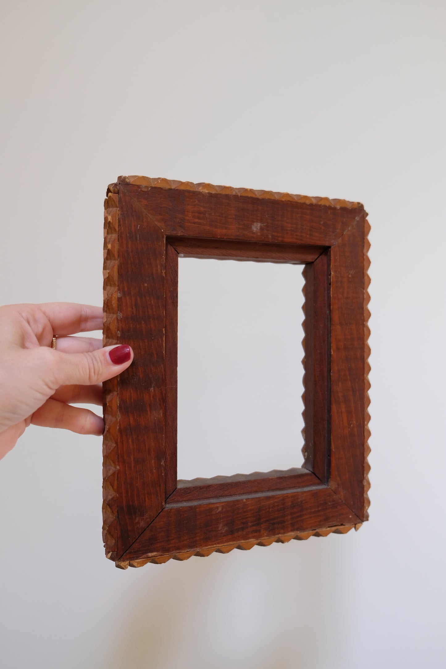 Beautiful Tramp Art Wooden Frame