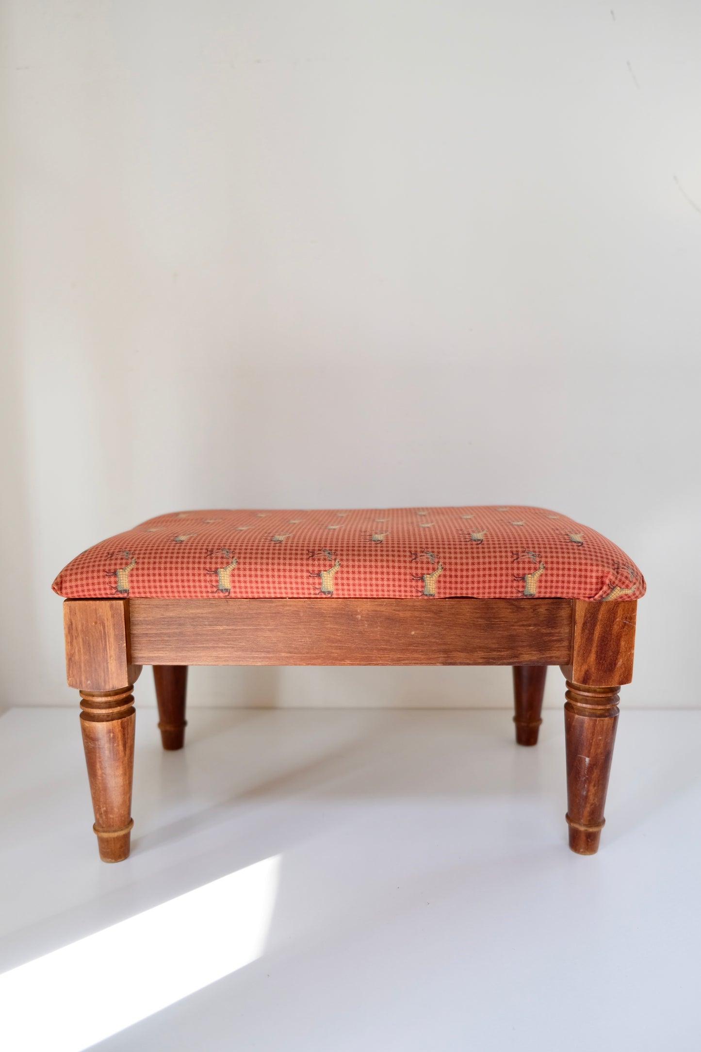 Vintage Wooden Equestrian Footstool Ottoman