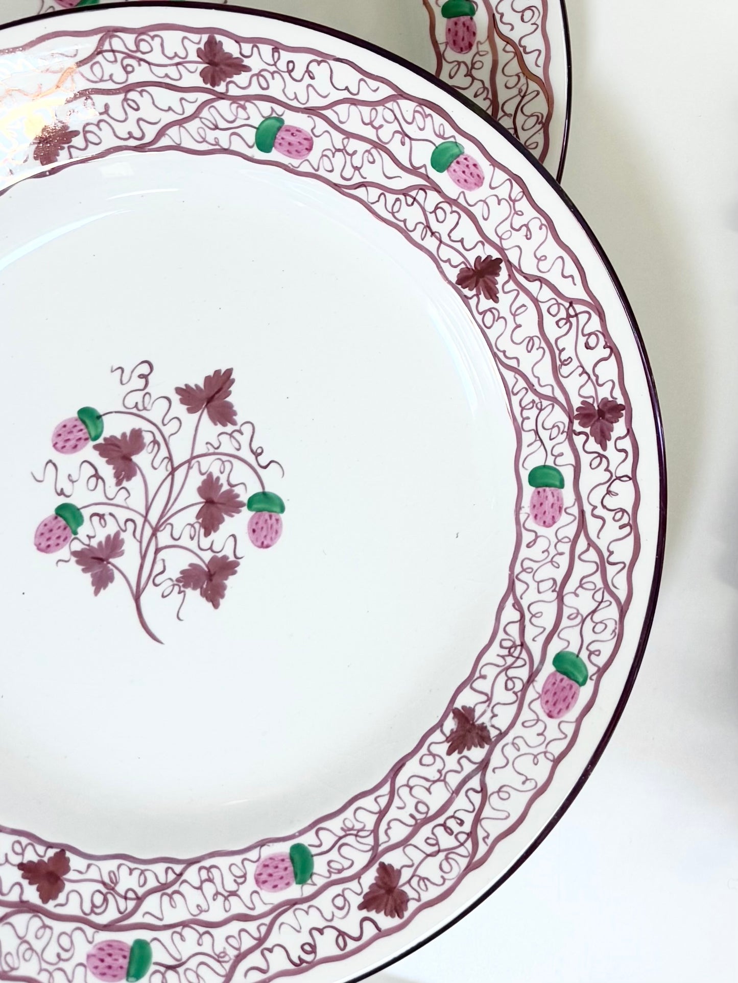 Vintage 1930s Wedgwood Hand Painted Strawberry Lustre Plates