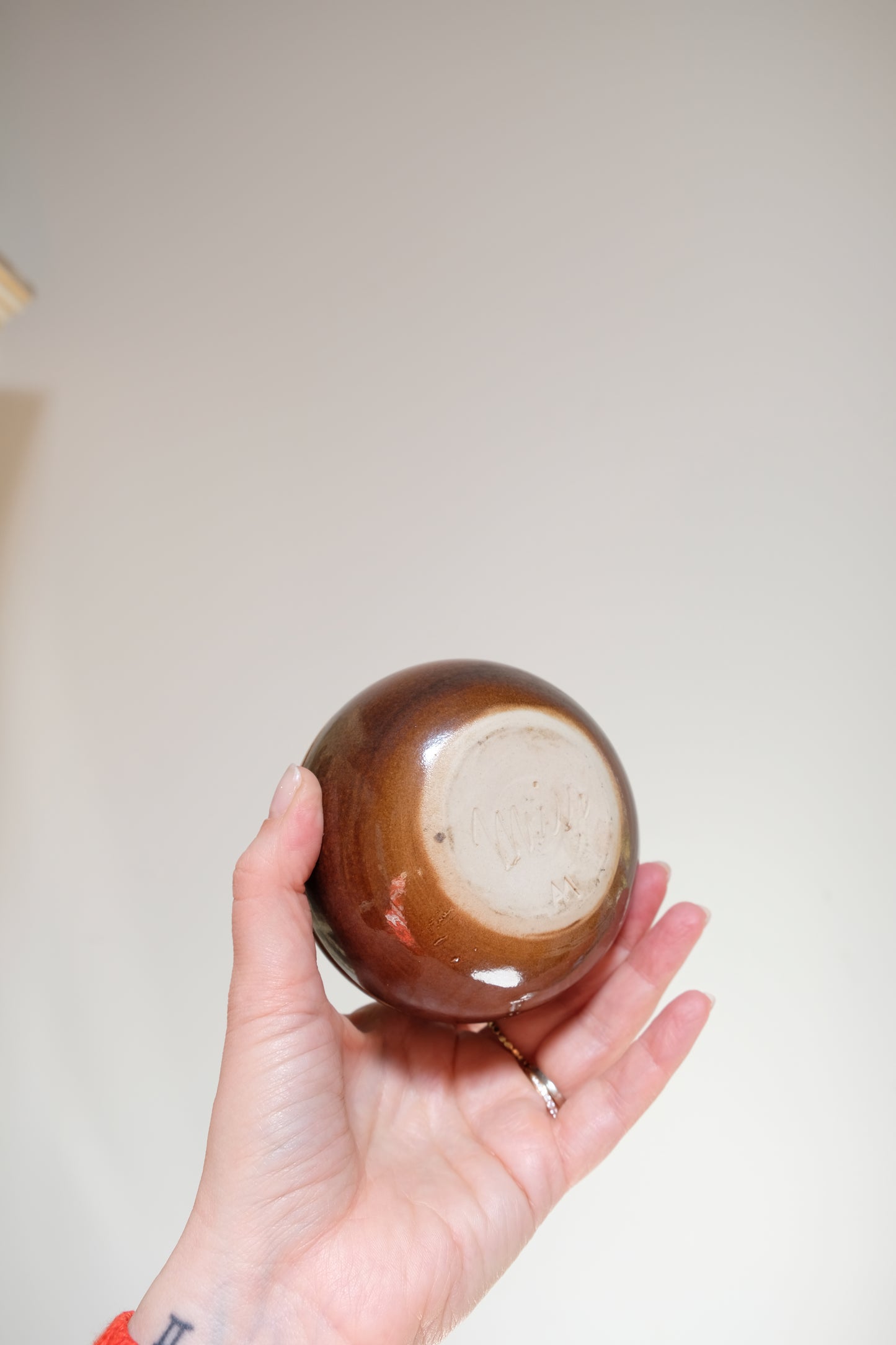 Squatty Vintage Glazed Ceramic Bud Vase