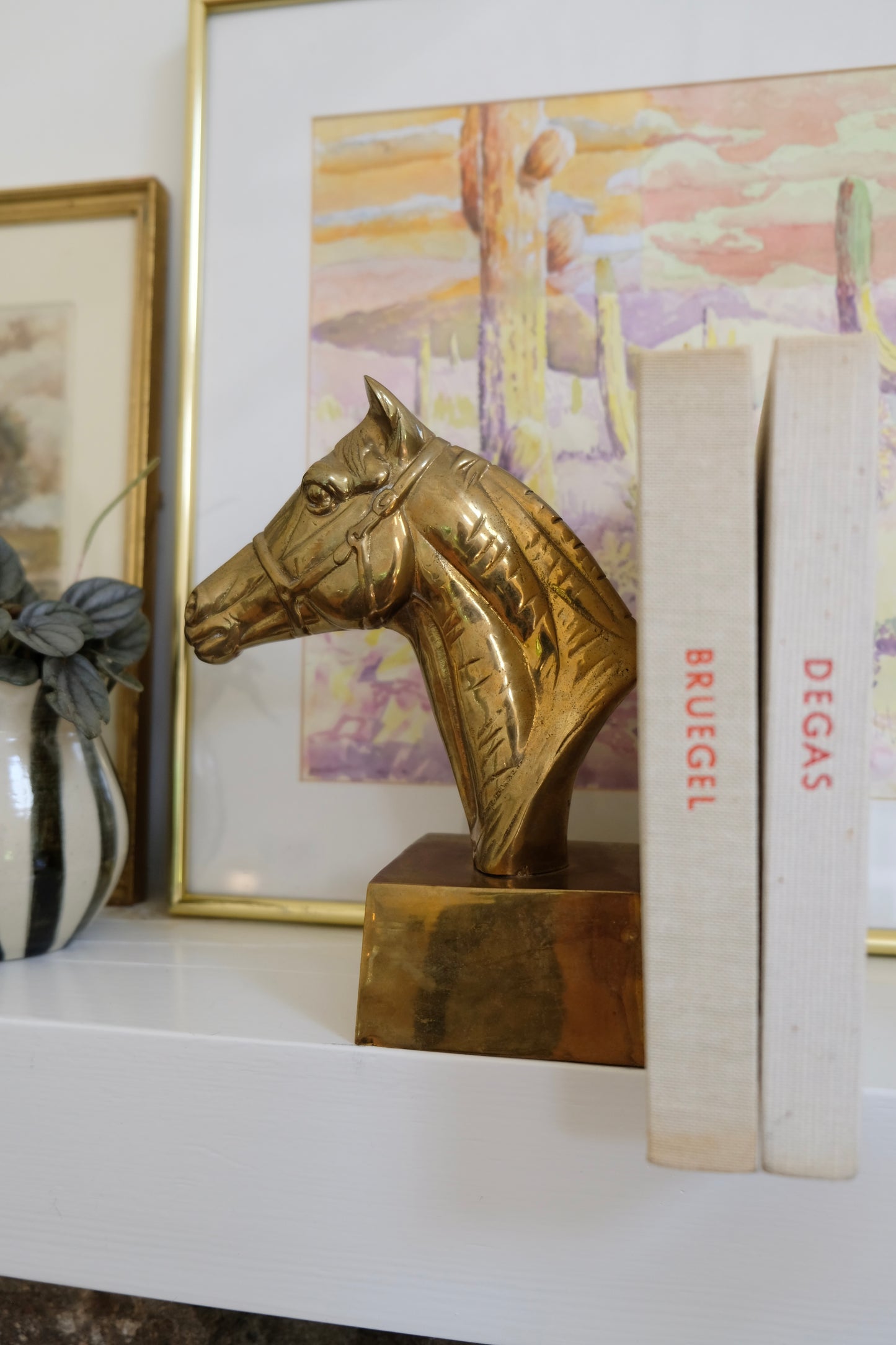 Pair of Vintage Brass Horse Bookends
