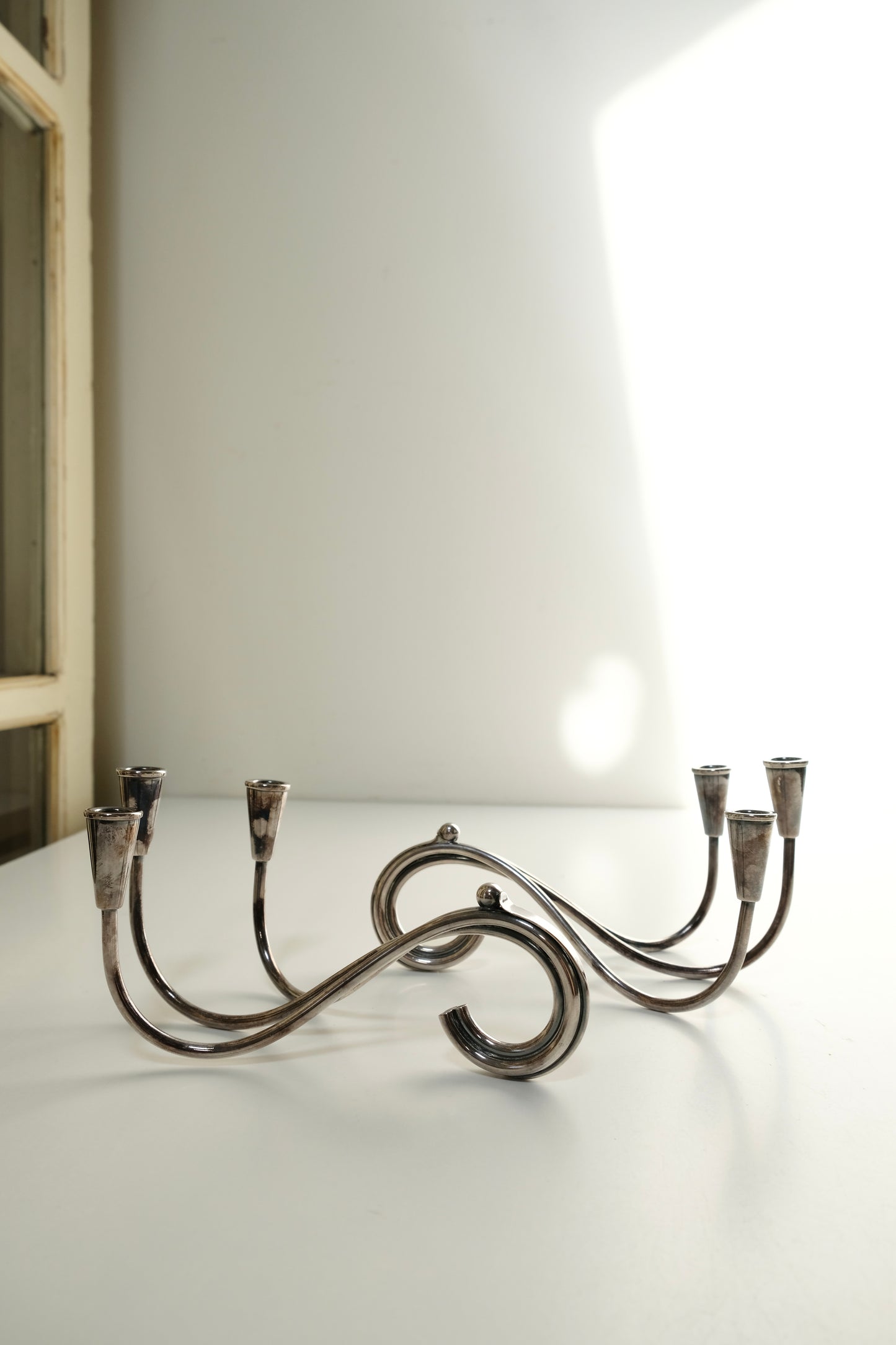 Vintage Danish 3-Arm Silver-Plated Candle Holders