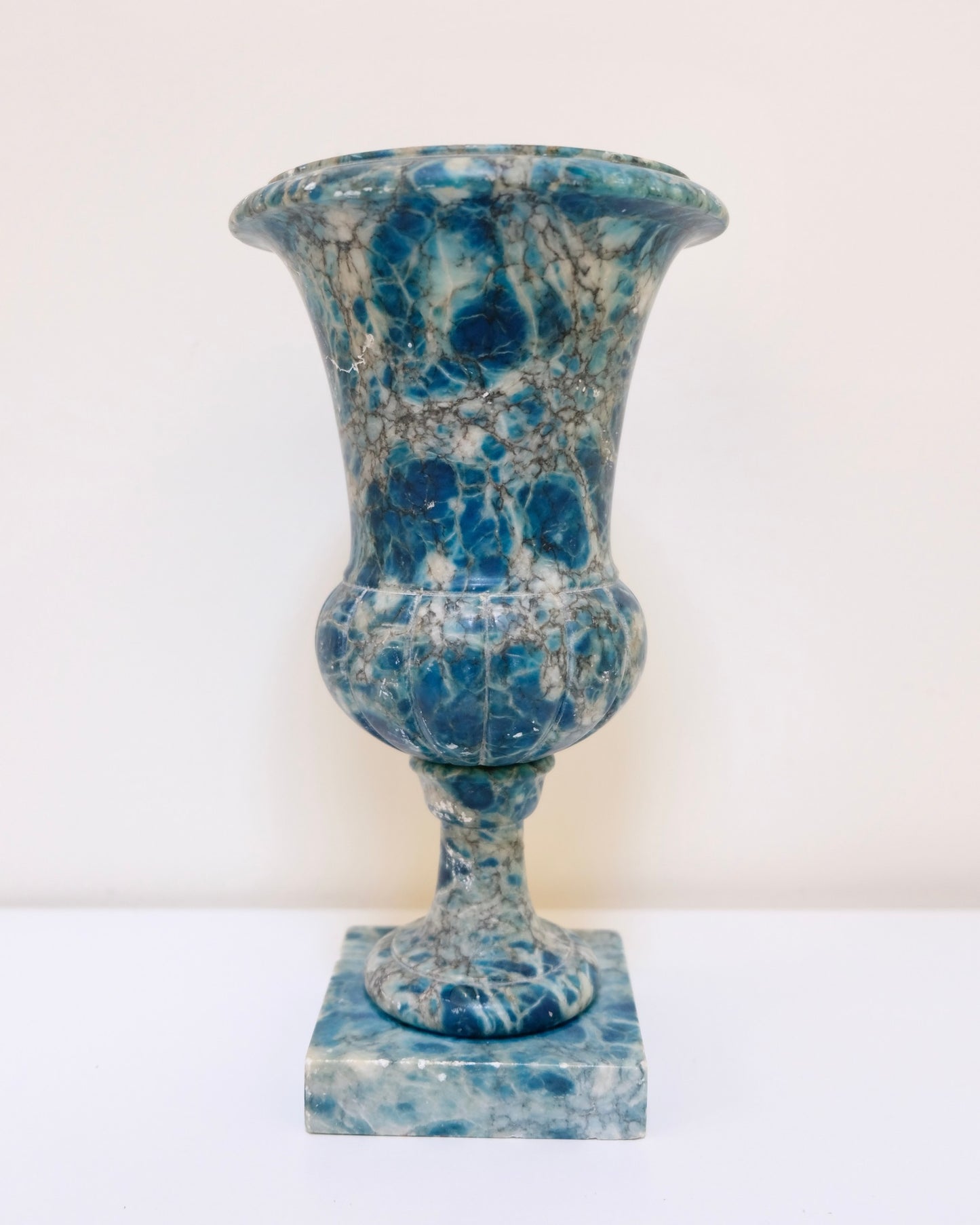 Stunning Rare Blue and White Alabaster Urn