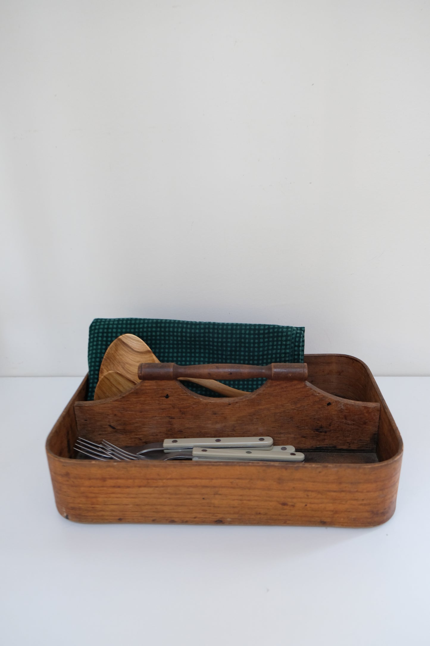 Antique Primitive Cutlery Box Tray Caddy