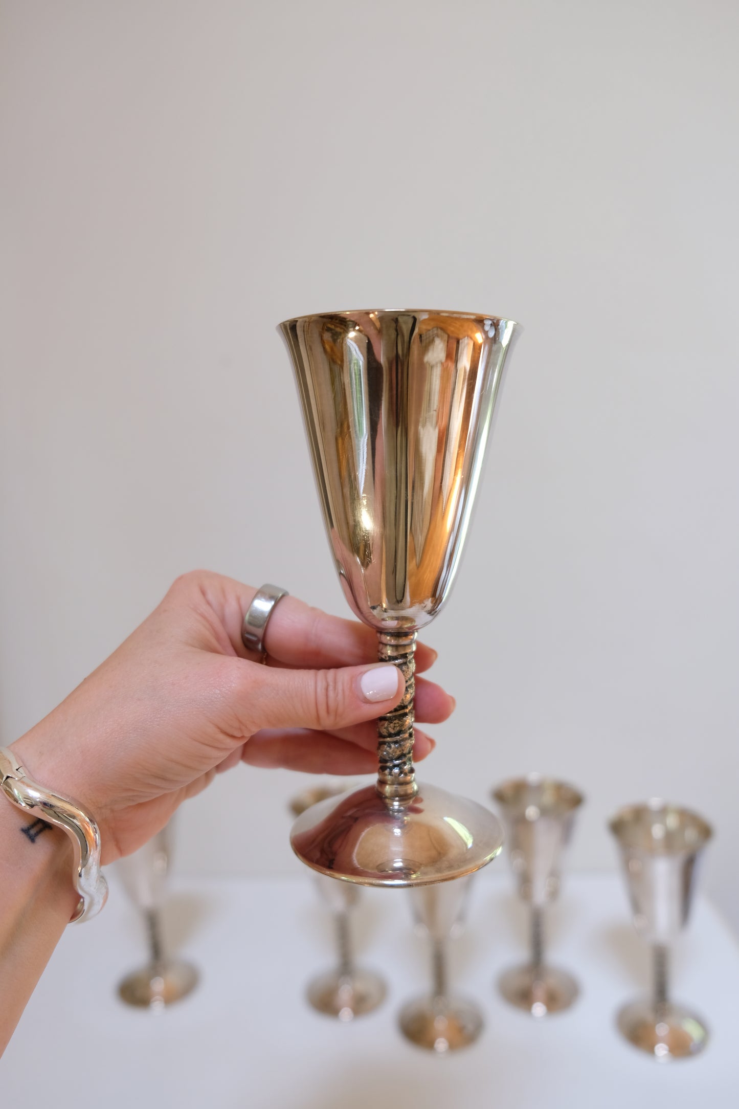 Set of Six Silver Plated Goblets, Sevilla Spain