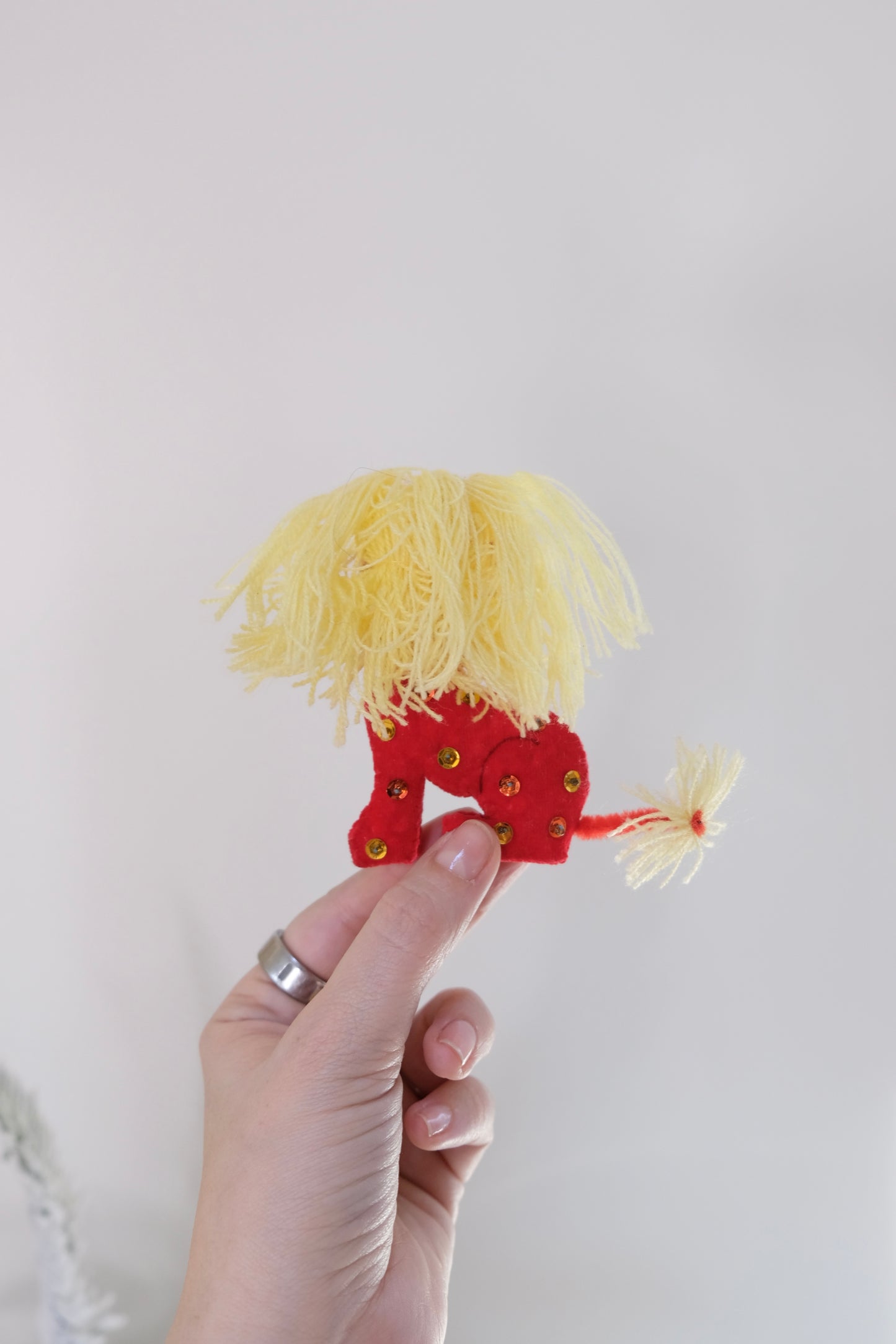 Vintage Handmade Felt Lion Ornament
