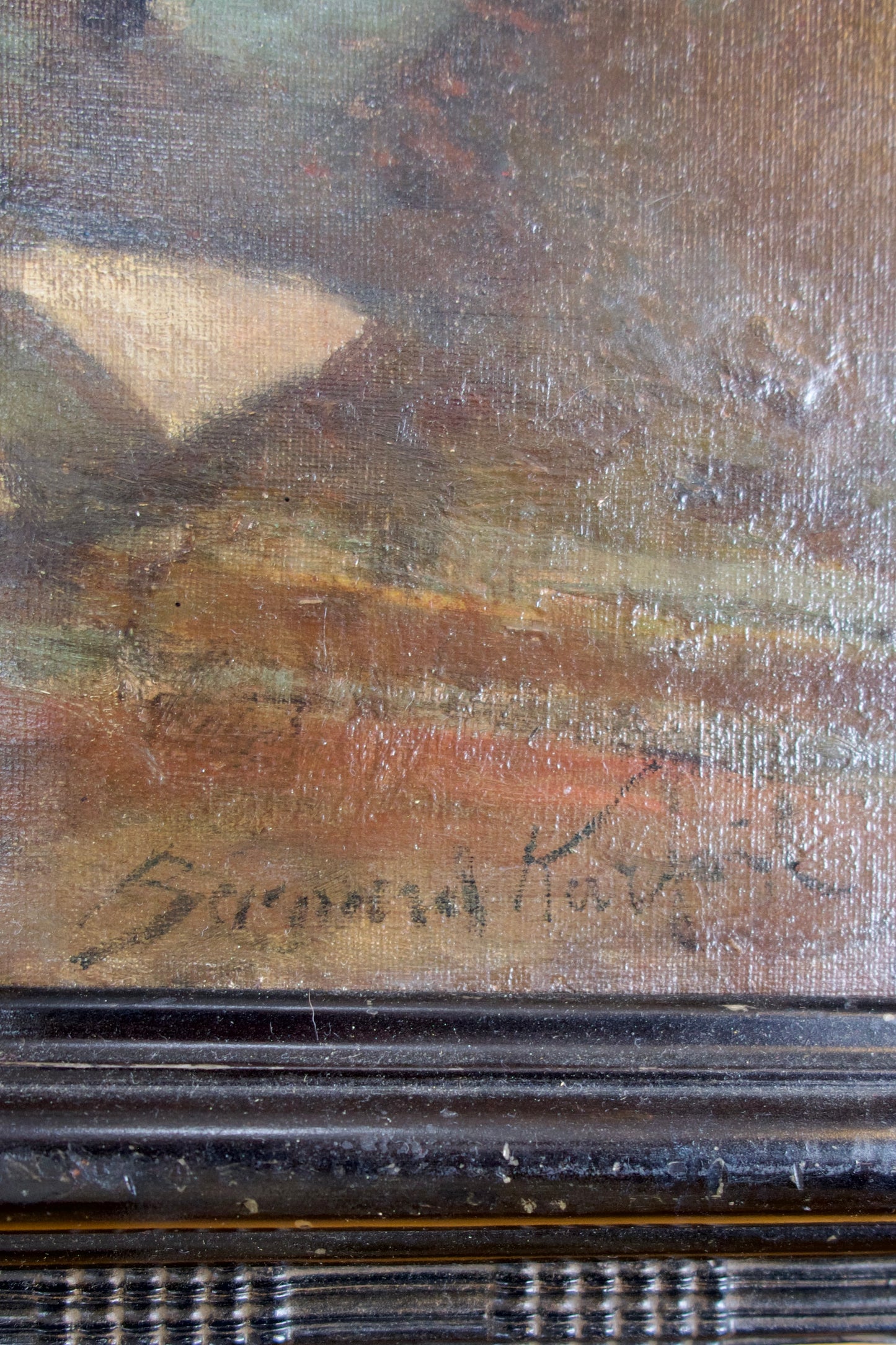 Large Moody Vintage Oil Painting of Man Seated at Grand Piano