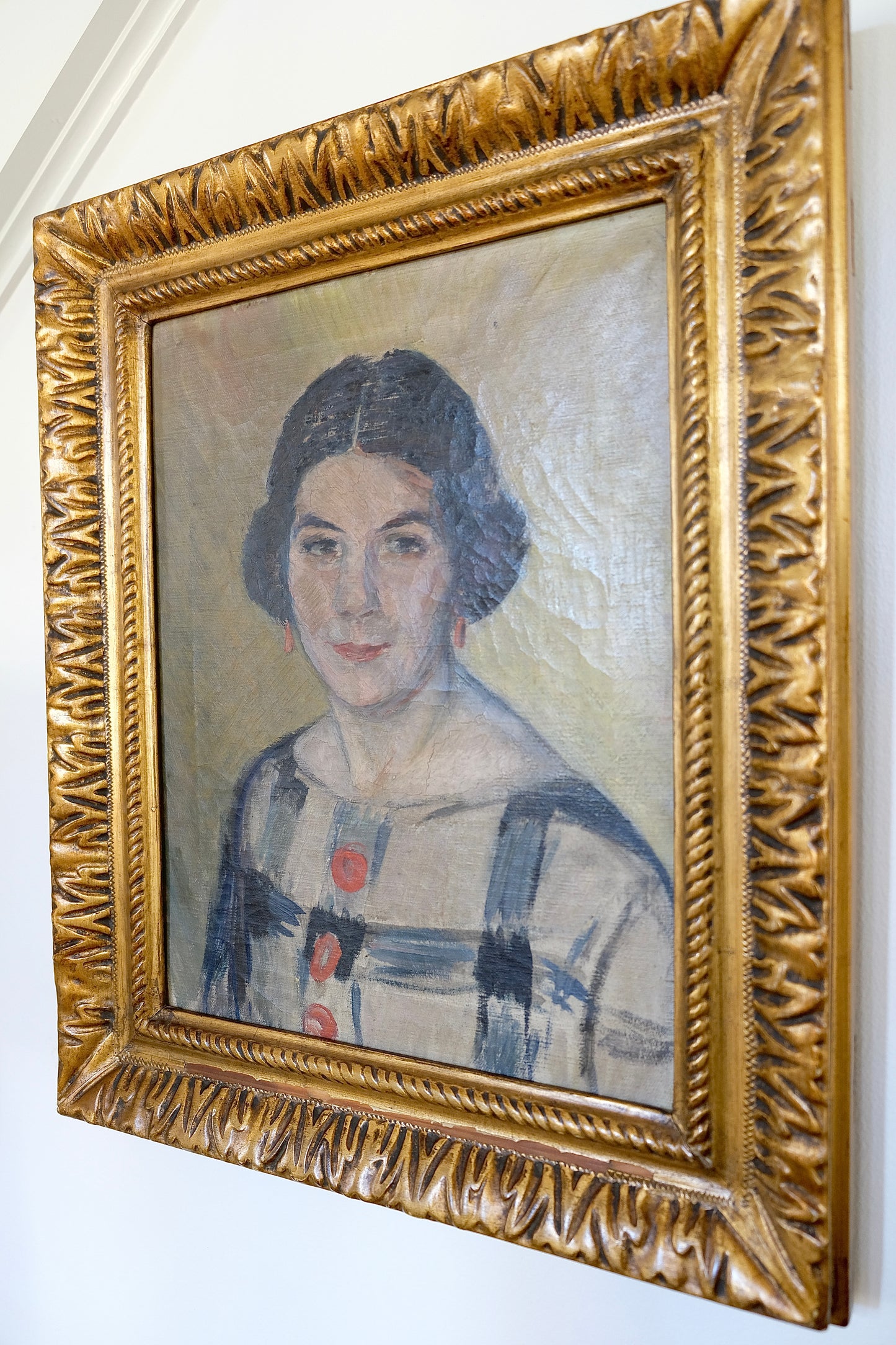 Antique Danish Oil Painting Portrait of a Woman