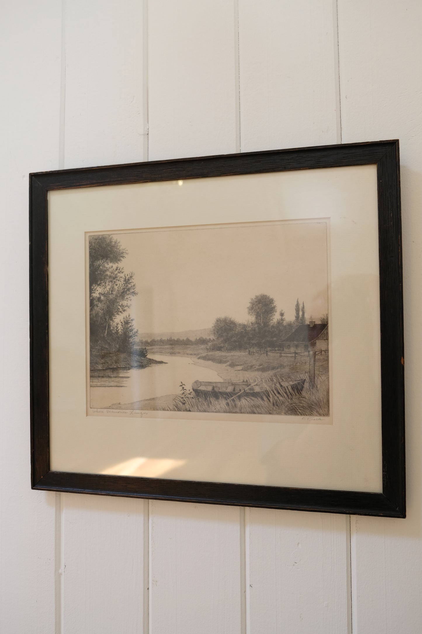 Vintage Etching Titled “Where Memories Linger”