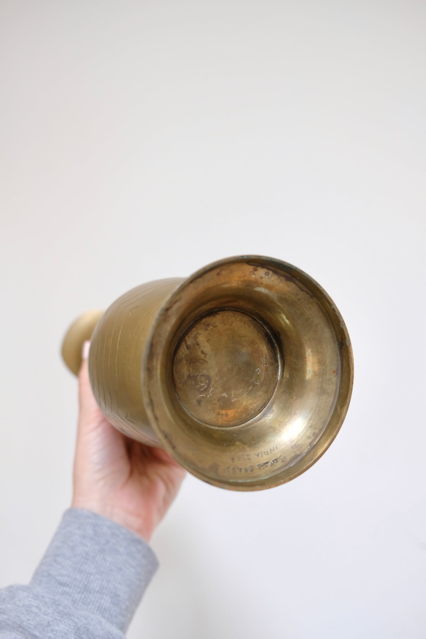 Tall Vintage Brass Pitcher Vase