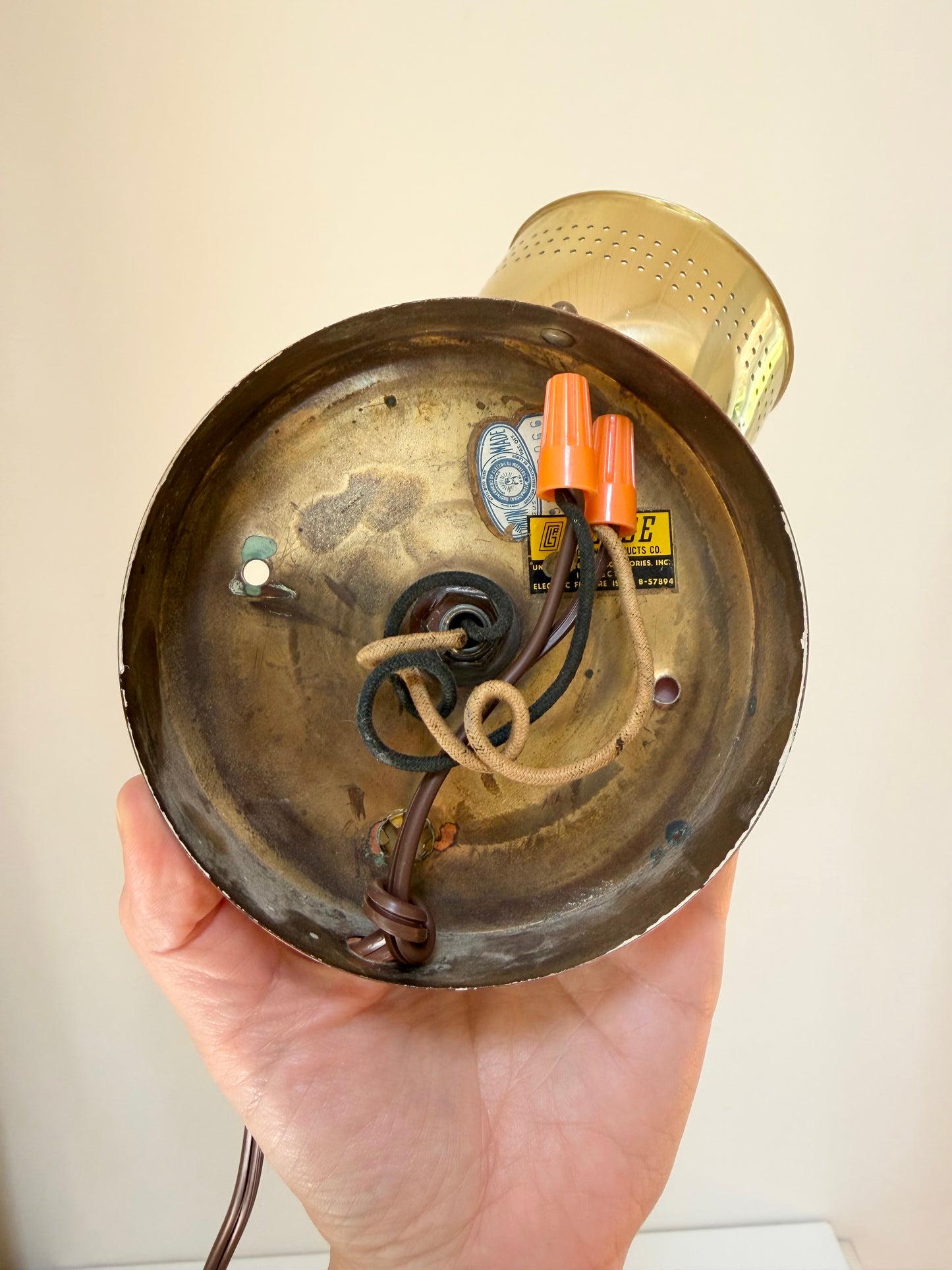 Vintage Industrial Brass Sconce, Rewired as a Table Lamp