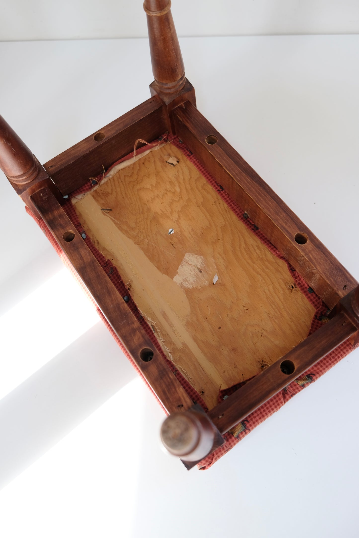 Vintage Wooden Equestrian Footstool Ottoman