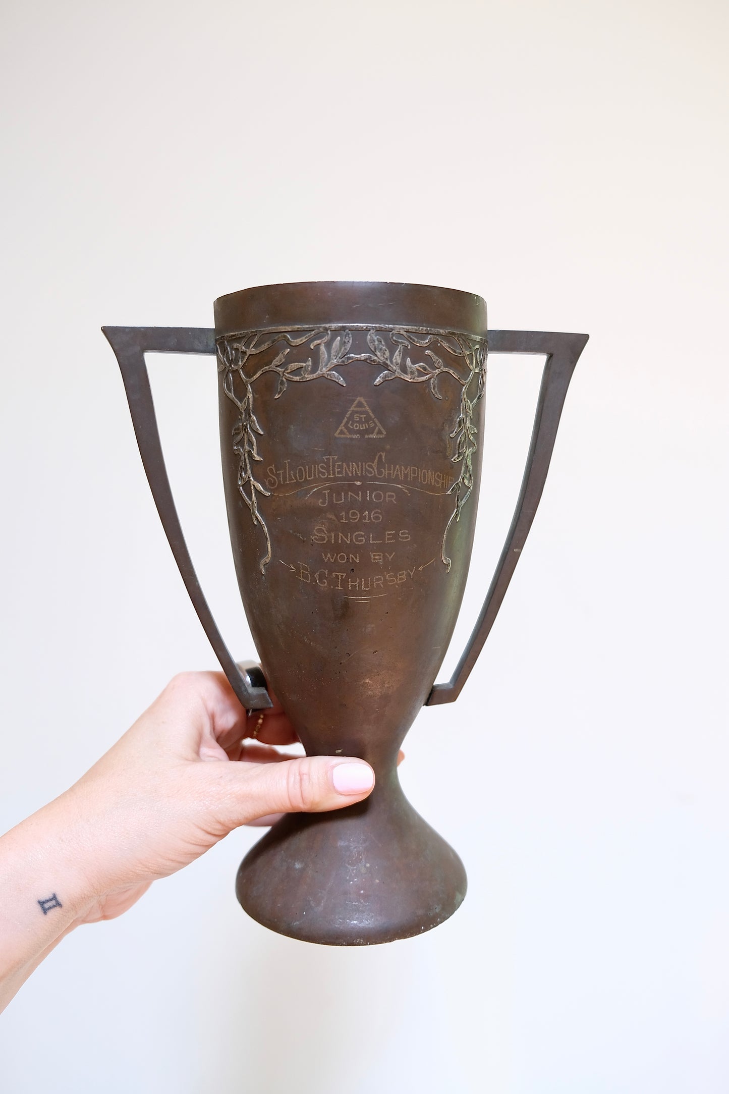 Antique 1916 Bronze and Sterling Silver Stamped Trophy