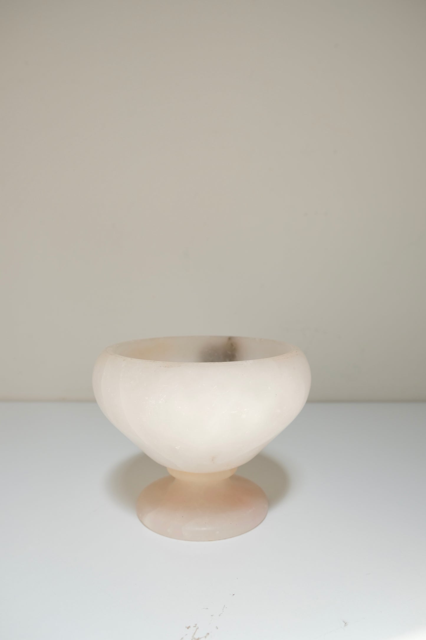 Stunning Vintage Pink Alabaster Pedestal Dishes