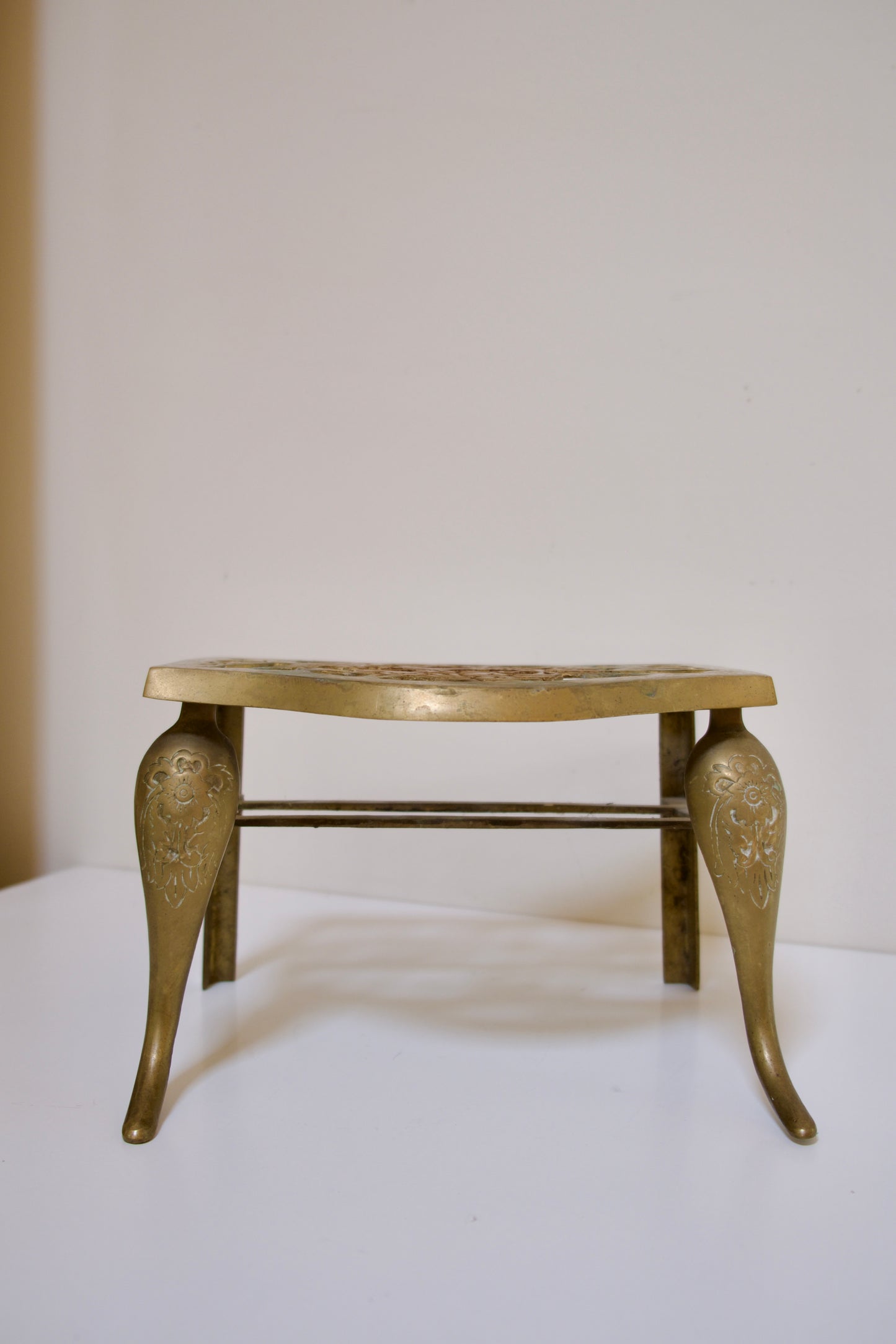 Small Brass Footman Stand With Birds