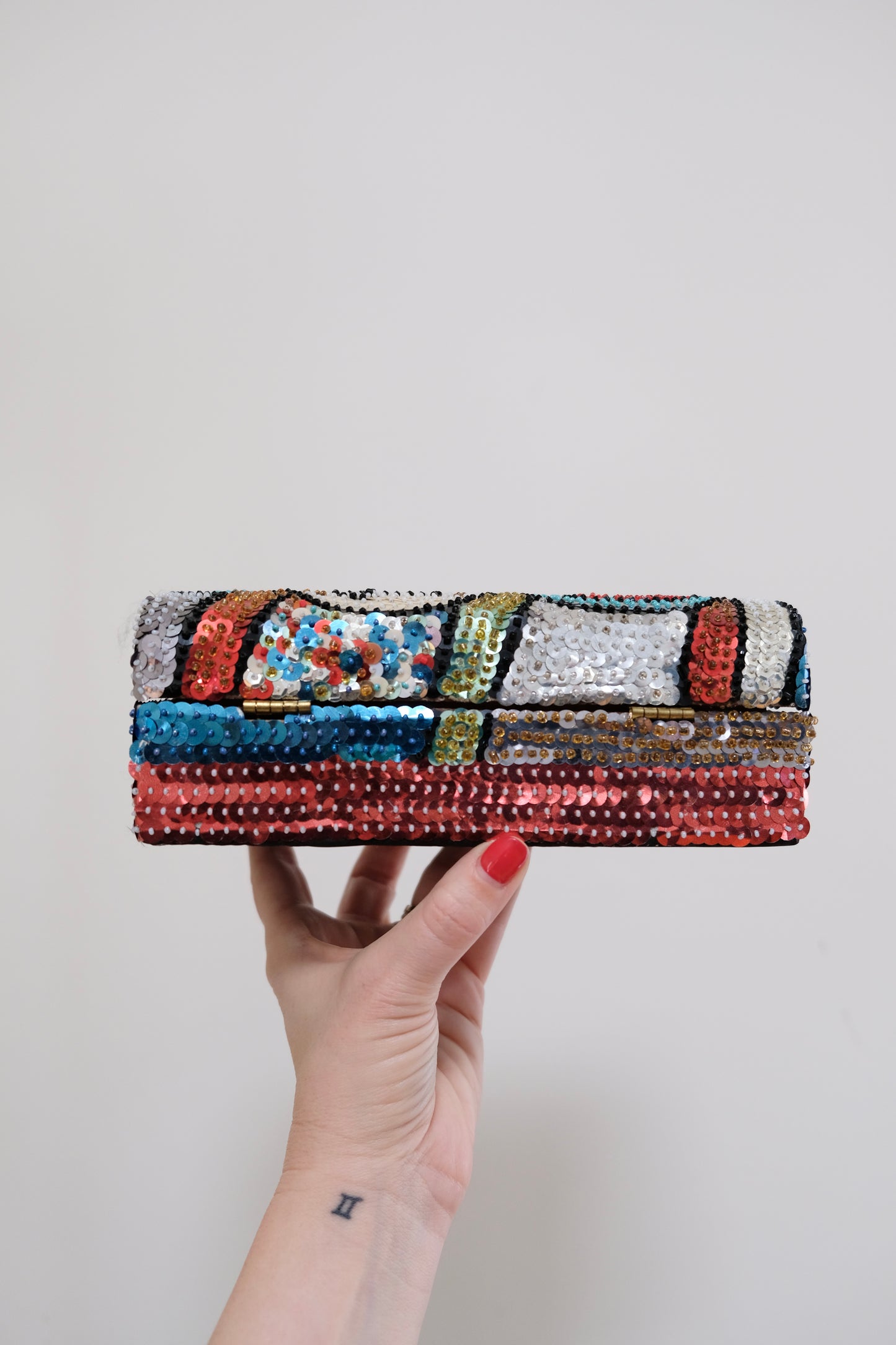 Vintage "Grand Bois" Sequined Wooden Box
