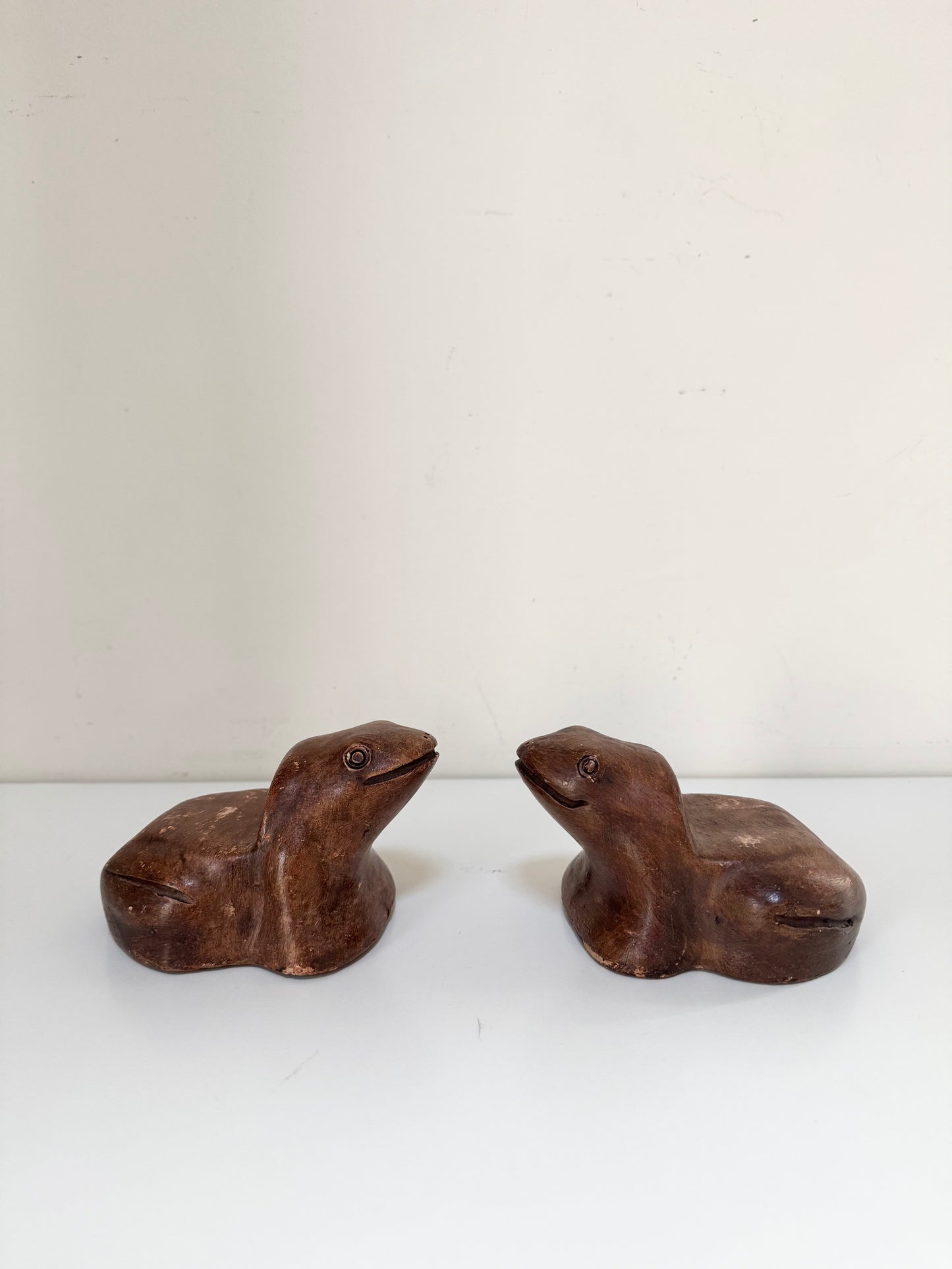 Pair of Vintage Wooden Frog Bookends
