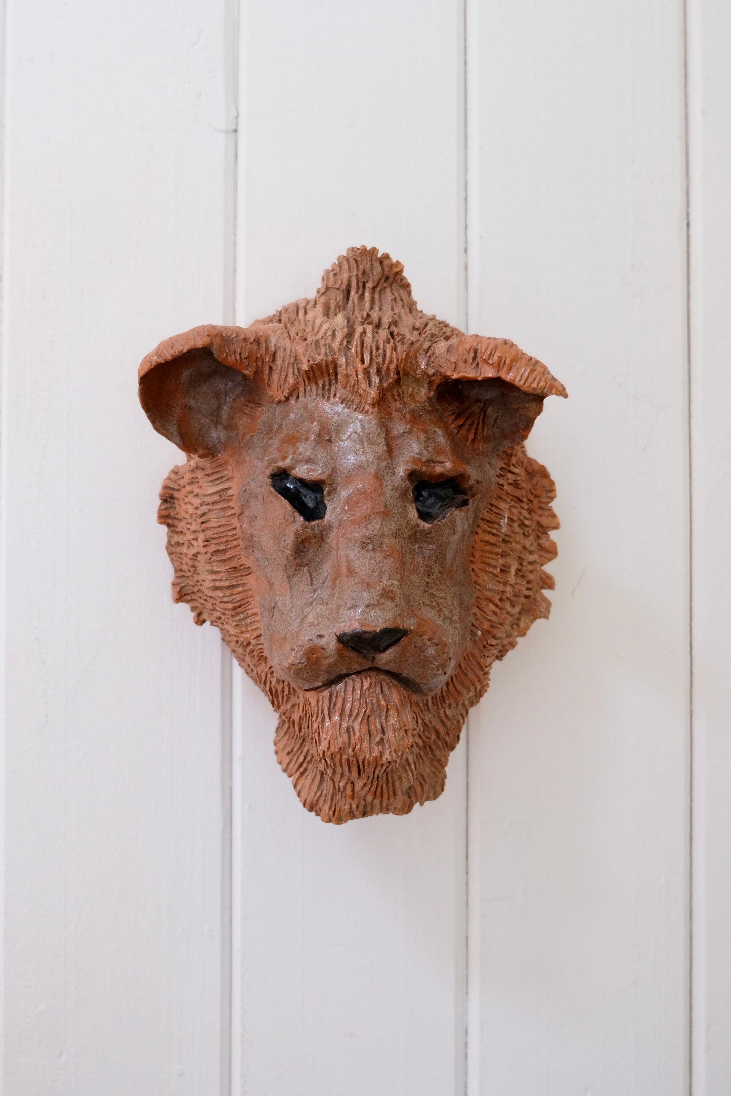 Amazing Hand-Made Pottery Lion Bust