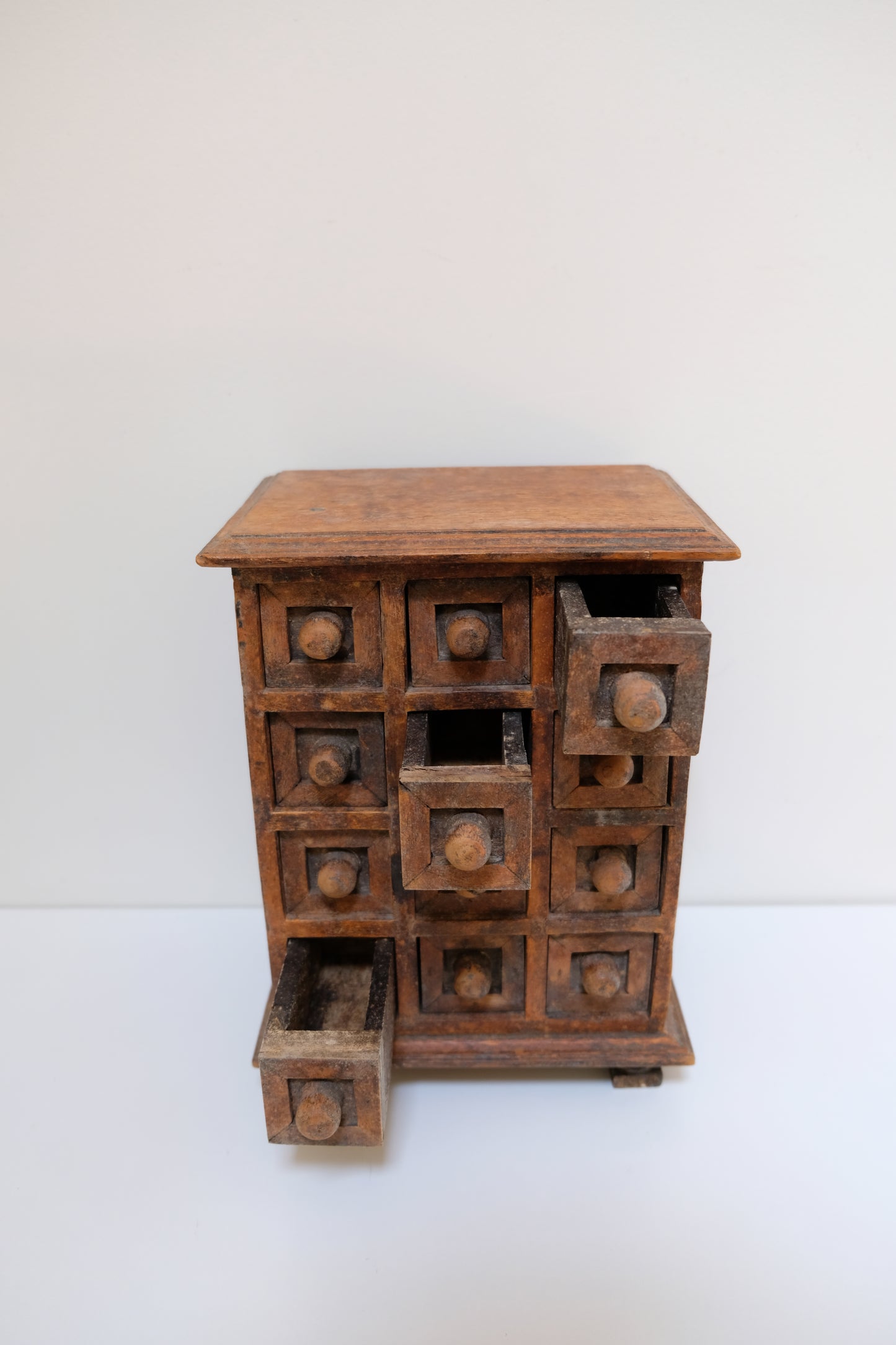 Vintage Hand-Carved Apothecary Footed Dresser