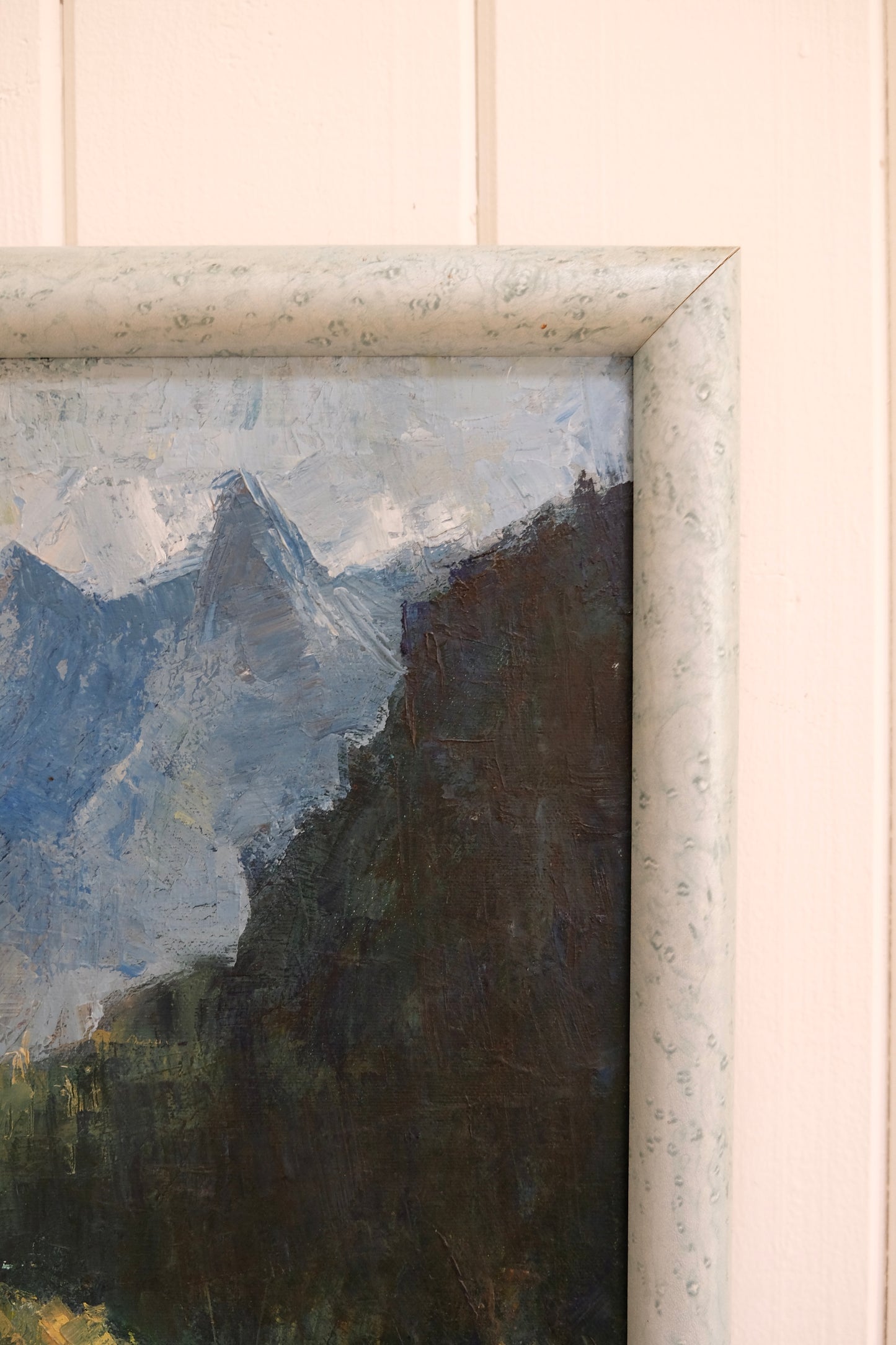 Vintage Original Mountain River Oil Painting