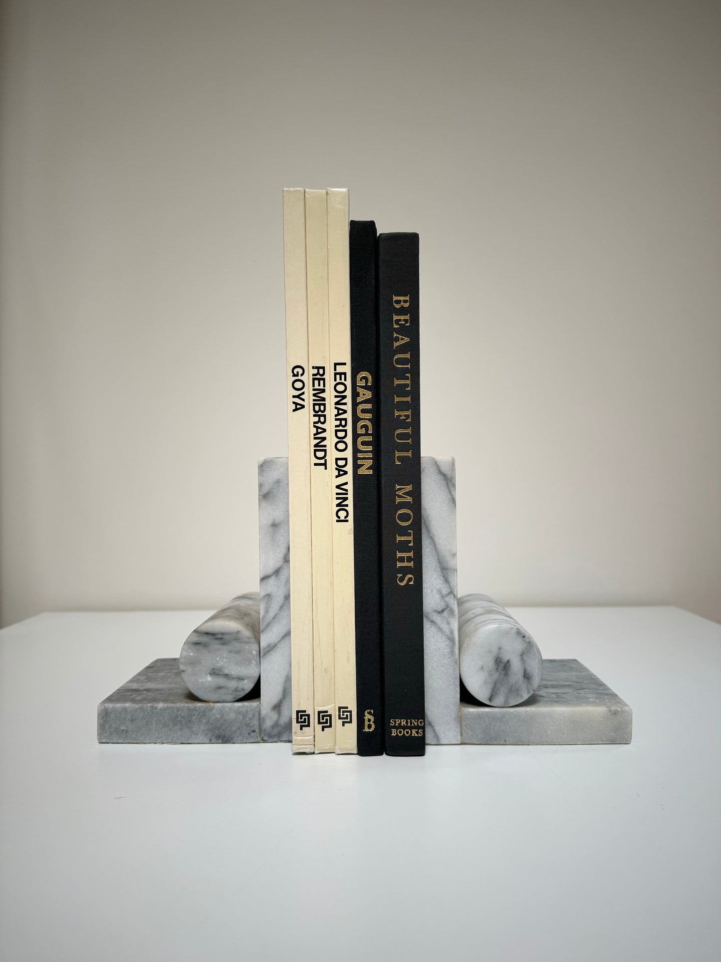Marble Bookends with Solid Cylinder