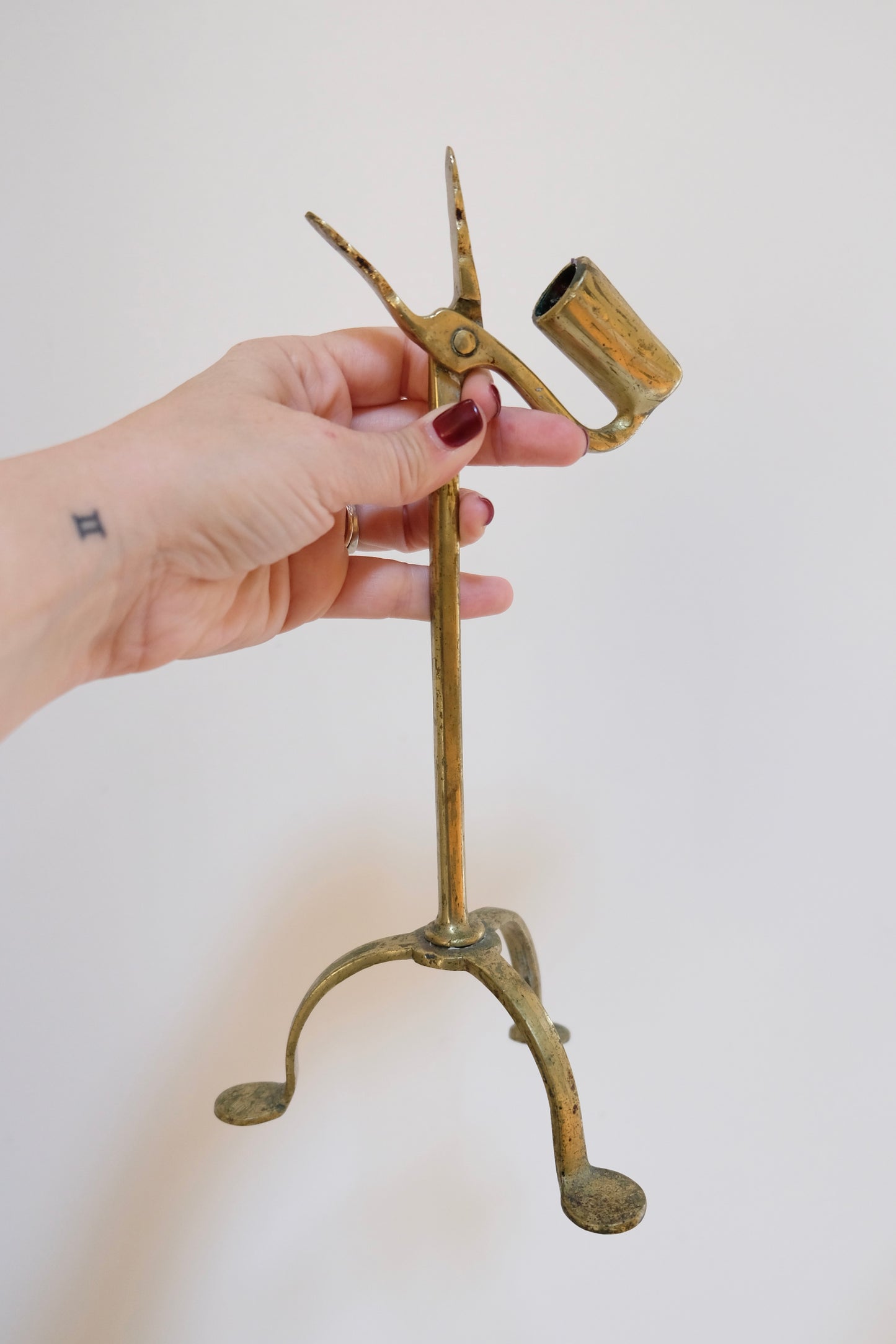Antique Candlestick and Rushlight Holder