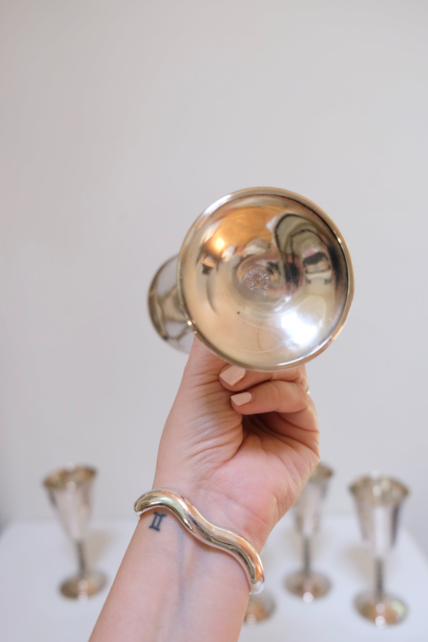 Set of Six Silver Plated Goblets, Sevilla Spain