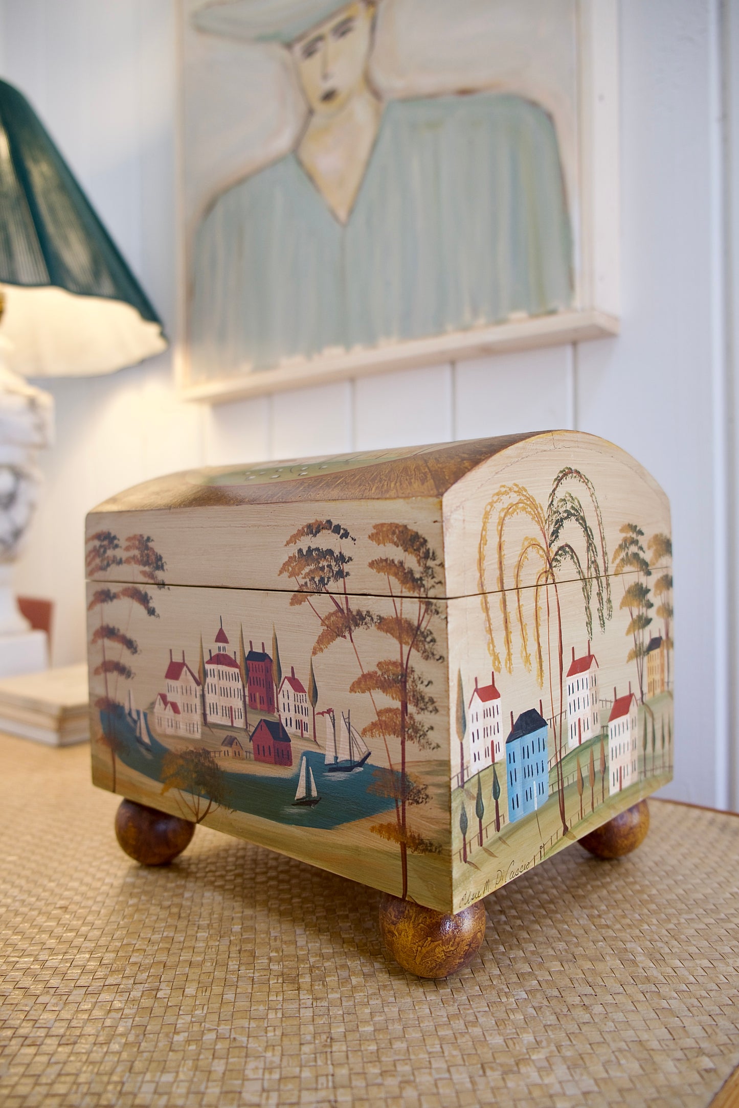 Vintage Hand-Painted Folk Art Box