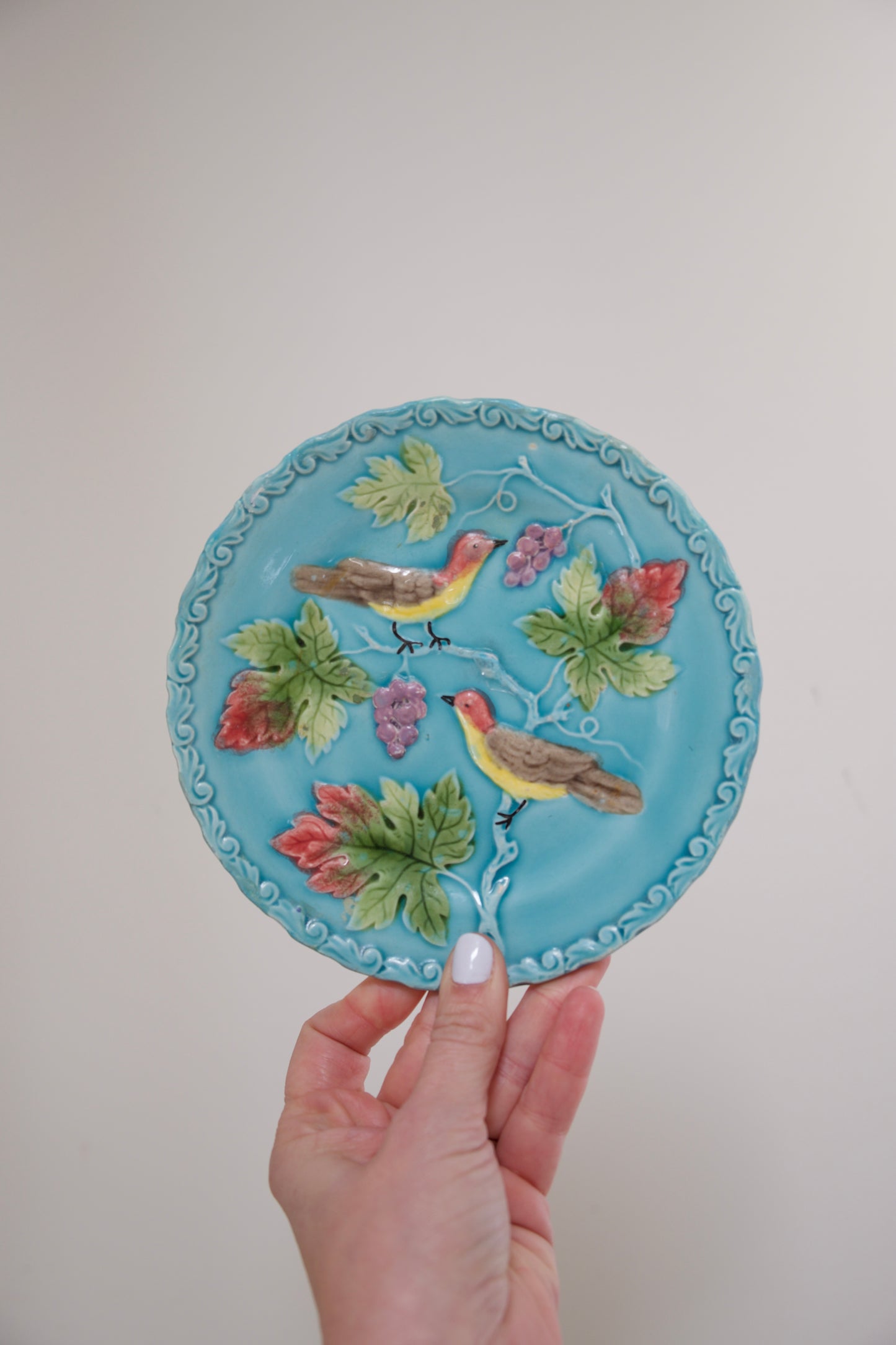 Set of 3 Antique German Majolica Plates