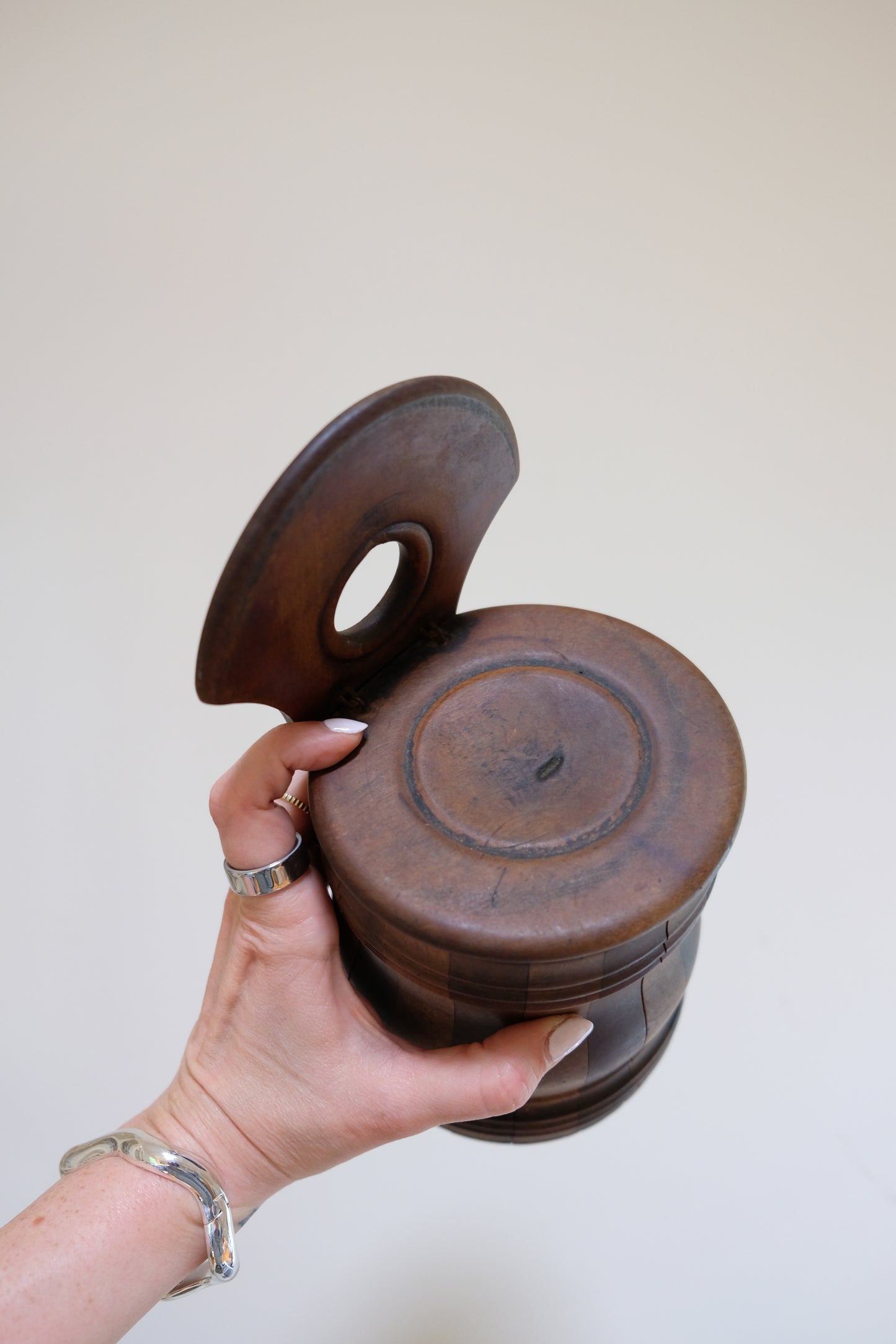 Rare Antique Scottish Mahogany and Maple Hanging Salt Box