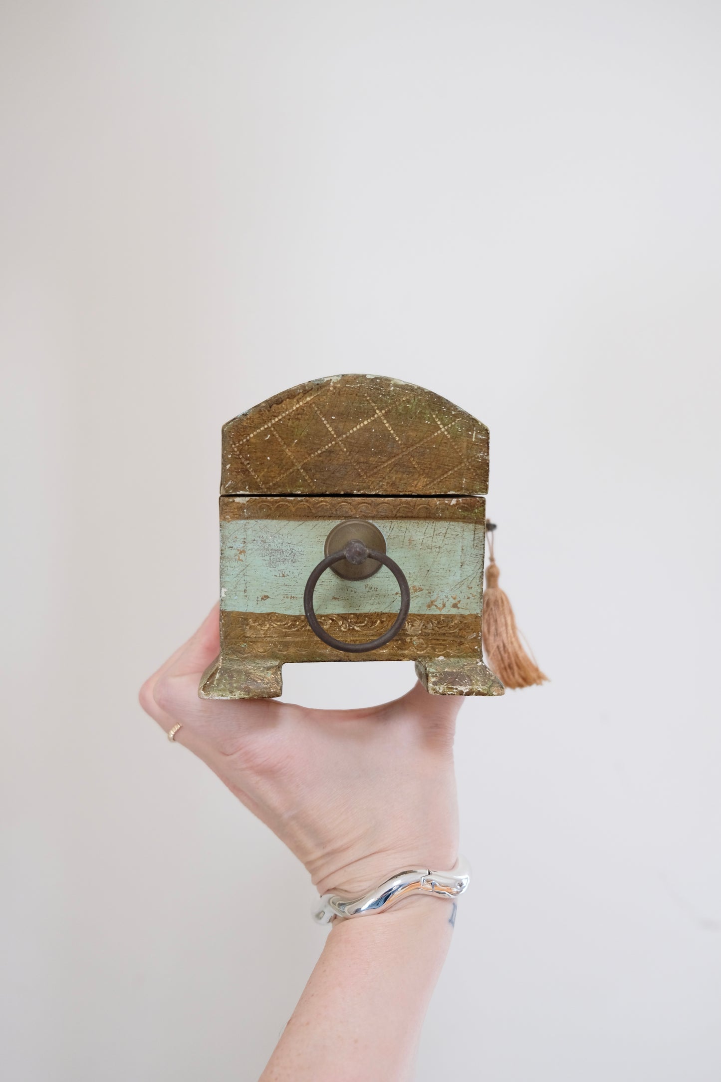 Hand-Painted Vintage Florentine Footed Box