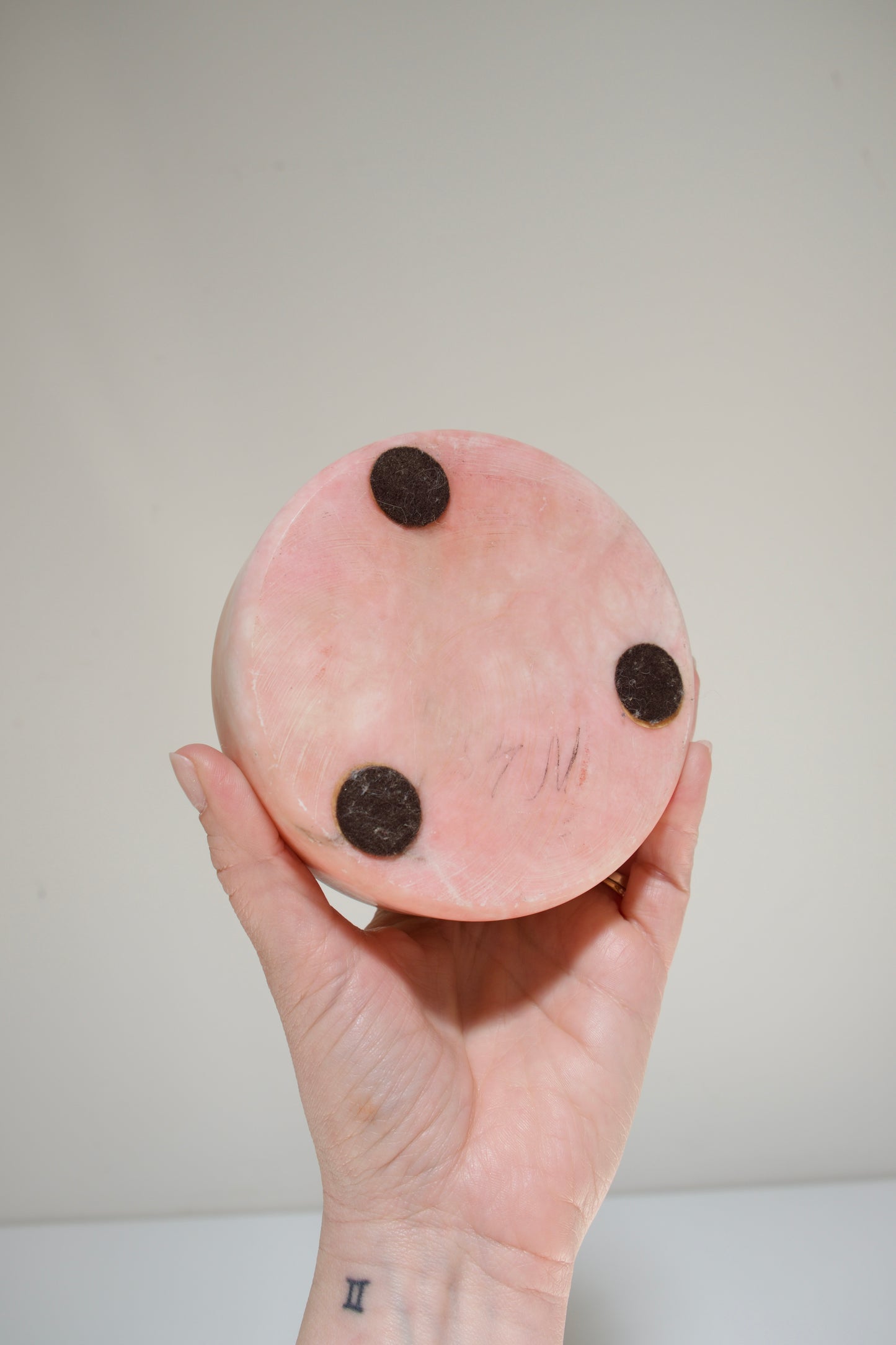 Vintage Pink Alabaster Lidded Trinket Dish