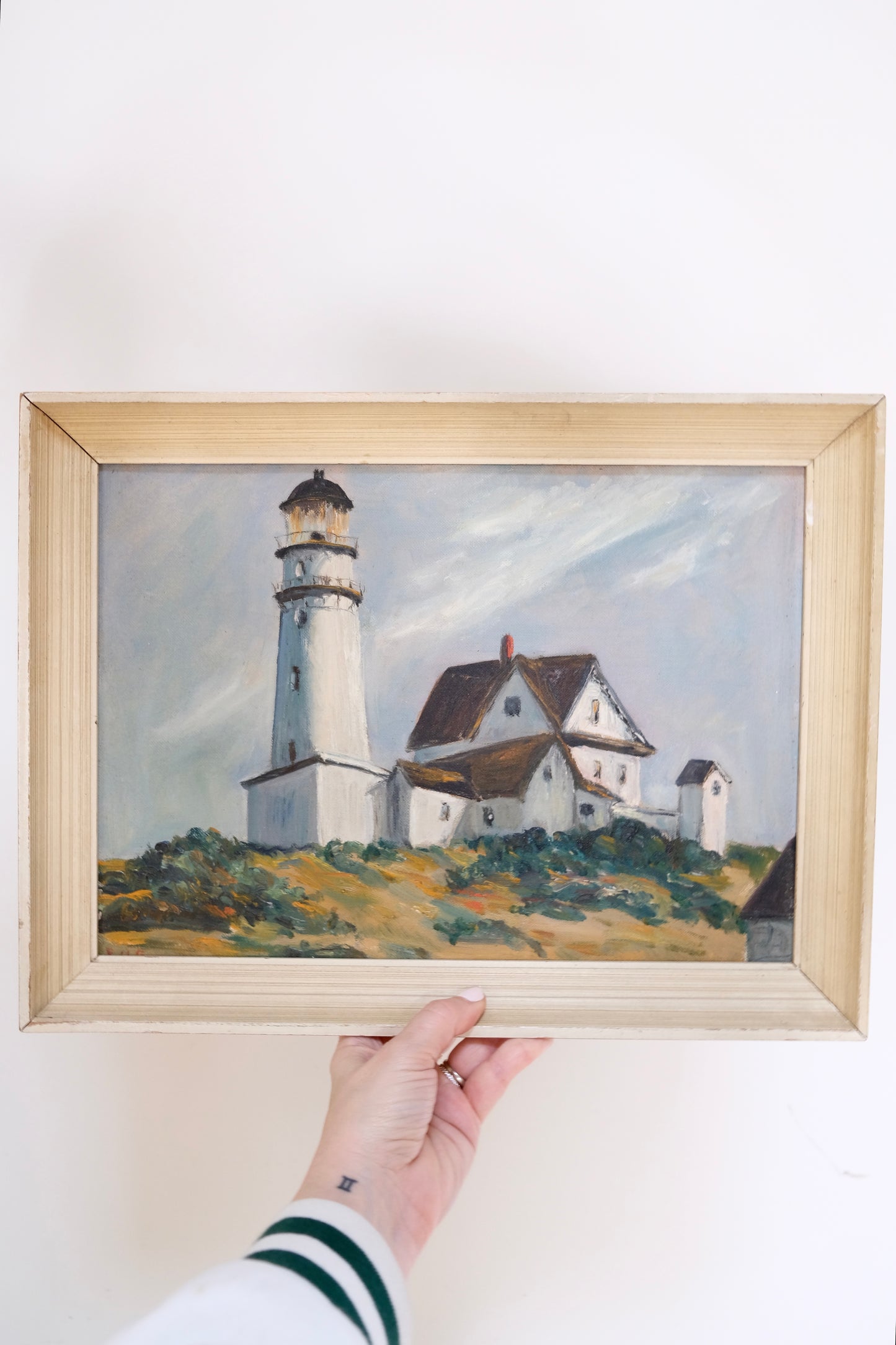 Medium Vintage Lighthouse Painting
