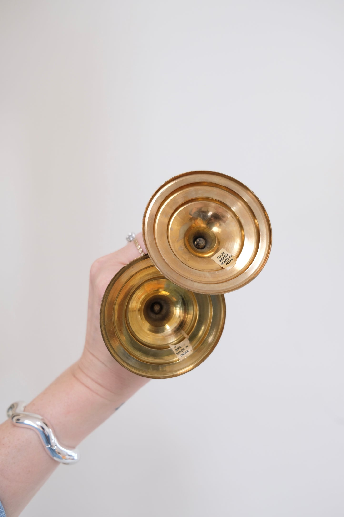 Pair of Vintage Twisted Brass Candlestick Holders