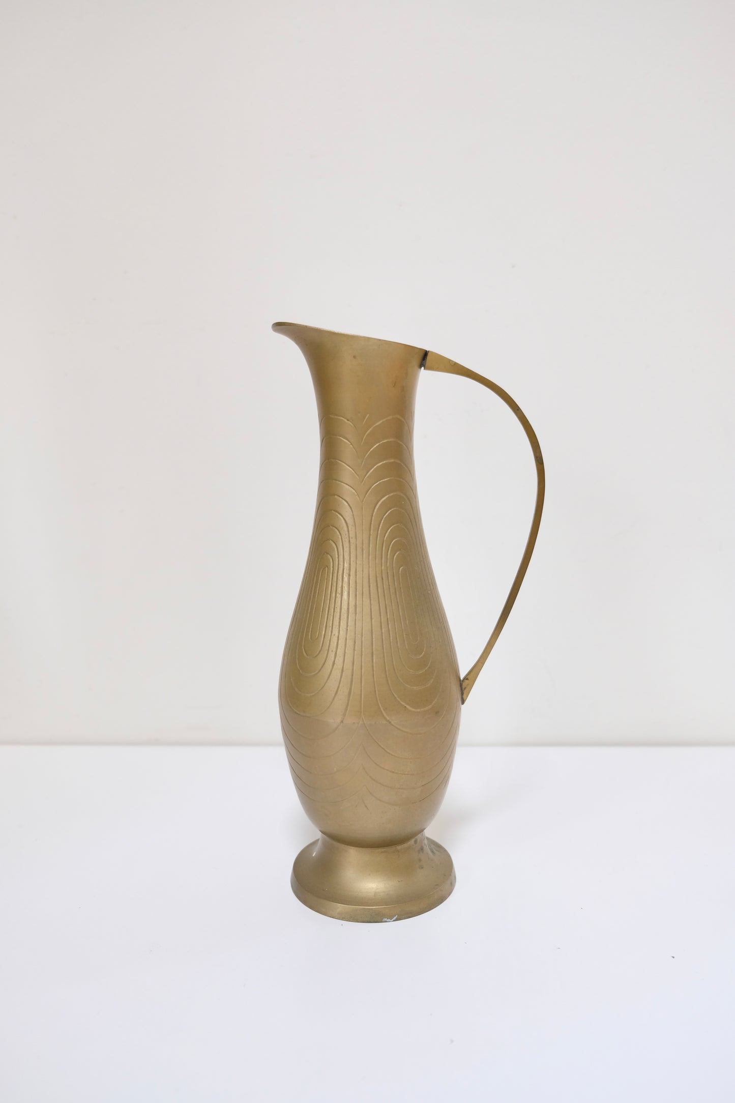 Tall Vintage Brass Pitcher Vase